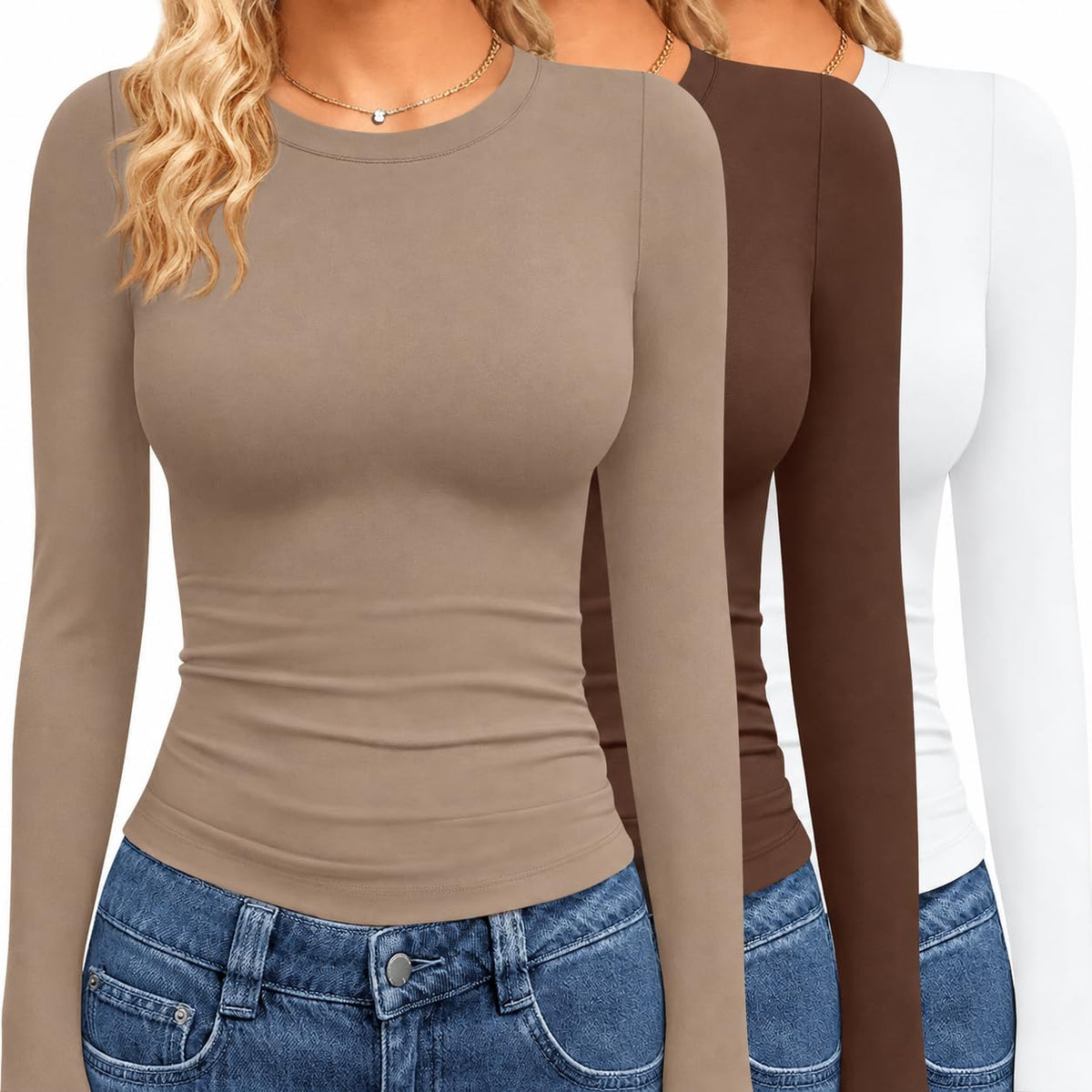GAYHAY 3 Pack Womens Long Sleeve T Shirts Crew Neck Fall Winter Top 2026