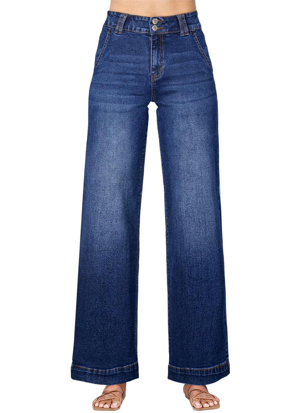 Astylish Women's High Waisted Wide Leg Straight Jeans