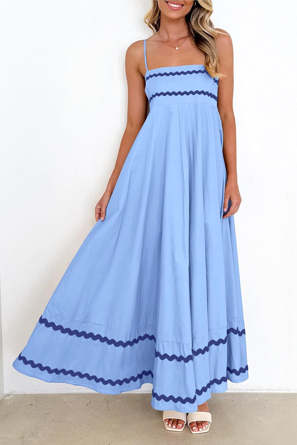 PRETTYGARDEN Women's Summer Spaghetti Strap Boho Maxi Dress
