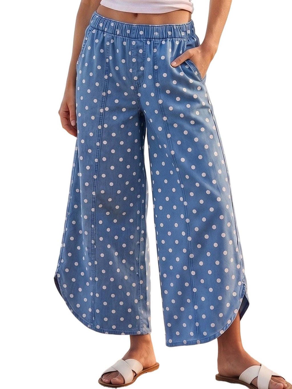 CHARTOU Women Y2k Wide Leg Jeans Elastic Waist Tulip Hem Casual Cropped Ankle Lenght Denim Pants