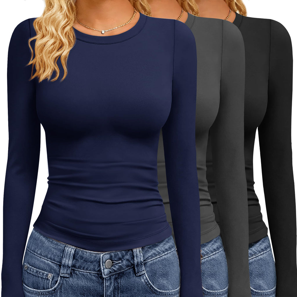 GAYHAY 3 Pack Womens Long Sleeve T Shirts Crew Neck Fall Winter Top 2026