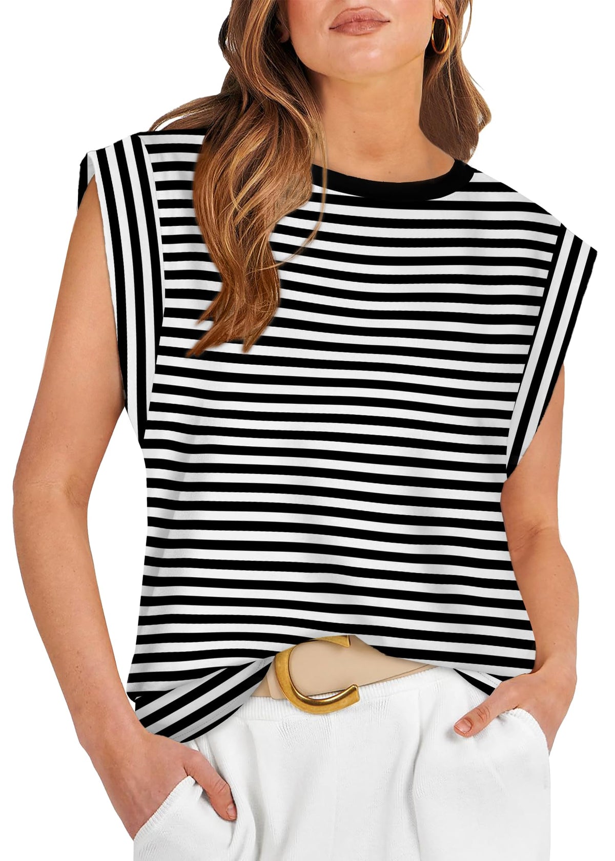 WIHOLL Cap Sleeve Tops for Women Summer Top Basic Tee Shirts Business Casual Tank Loose Fit 2026 Fashion