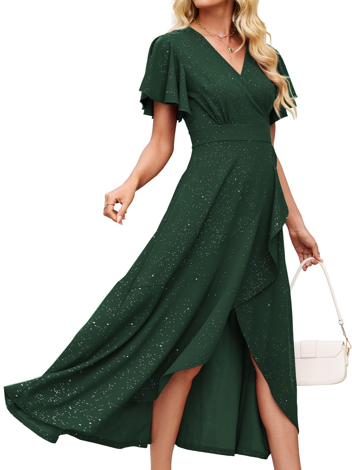 ZZV Formal Dresses for Women Gowns Evening V Neck Wedding Guest Dresses