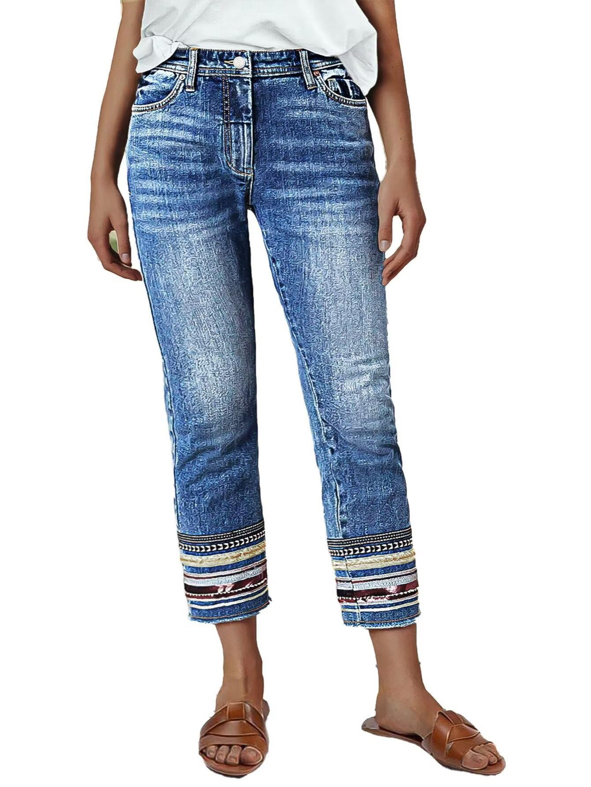Flamingals Straight Leg Cropped Jeans for Women