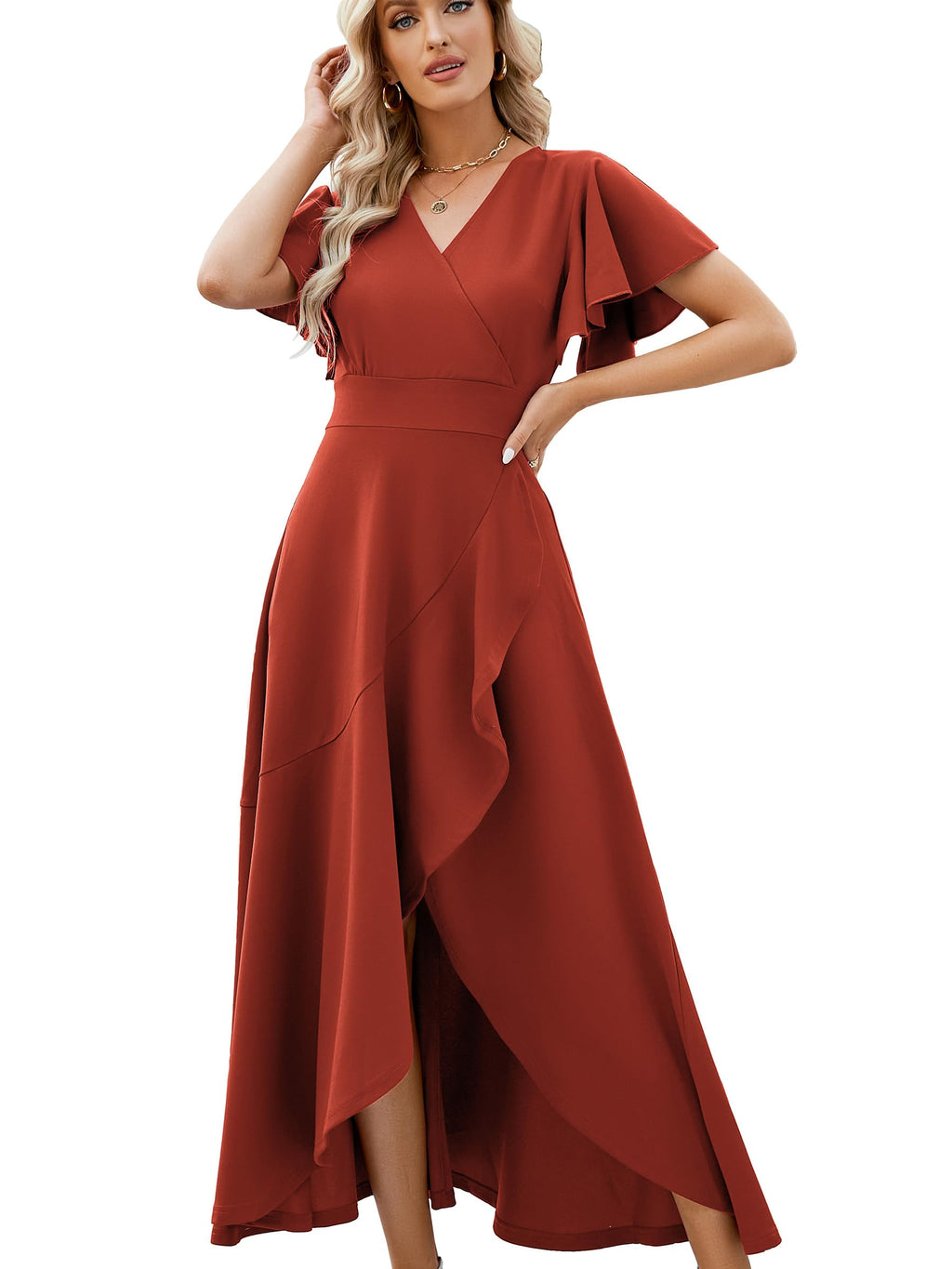 ZZV Formal Dresses for Women Gowns Evening V Neck Wedding Guest Dresses