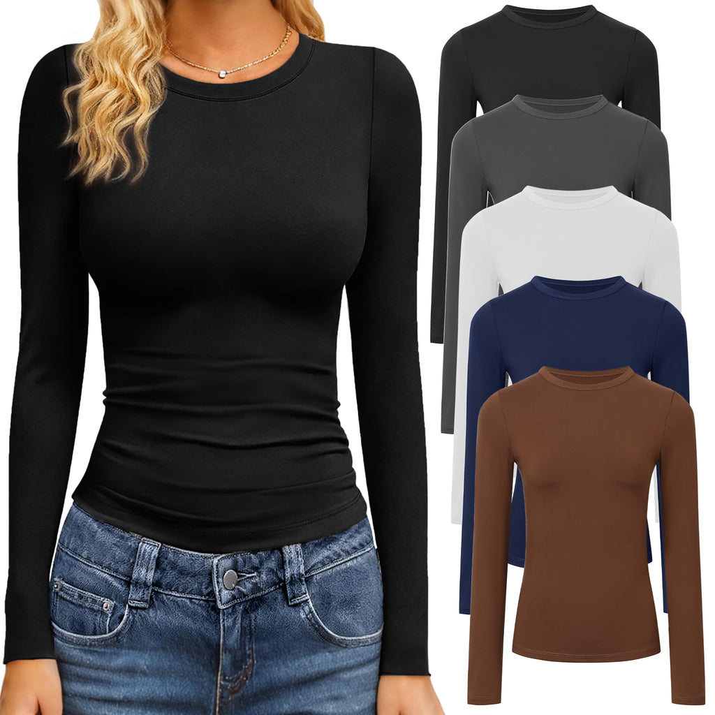 GAYHAY 3 Pack Womens Long Sleeve T Shirts Crew Neck Fall Winter Top 2026