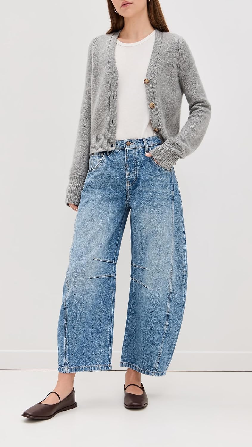Free People Women's Good Luck Mid-Rise Barrel Jeans