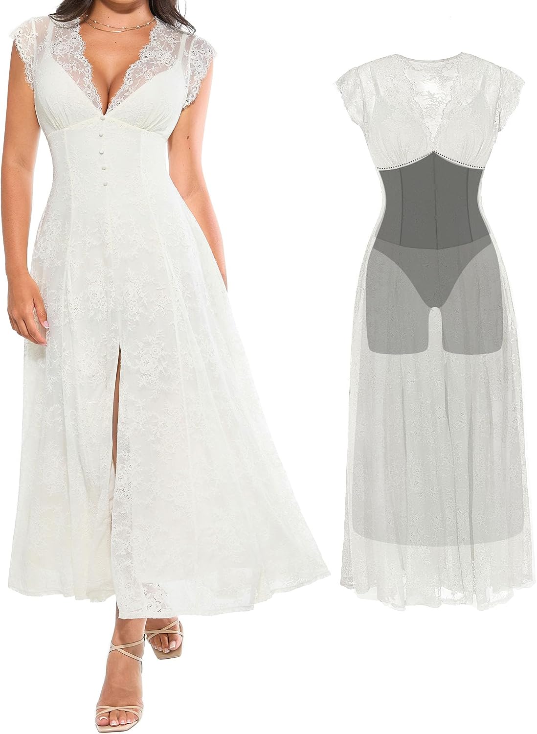 Popilush Lace Formal Cocktail Wedding Guest Dresses for Women