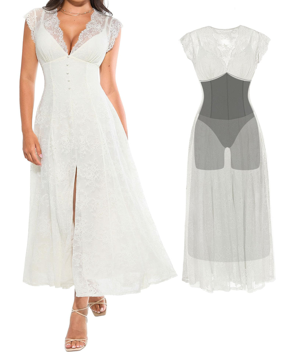 Popilush Lace Formal Cocktail Wedding Guest Dresses for Women