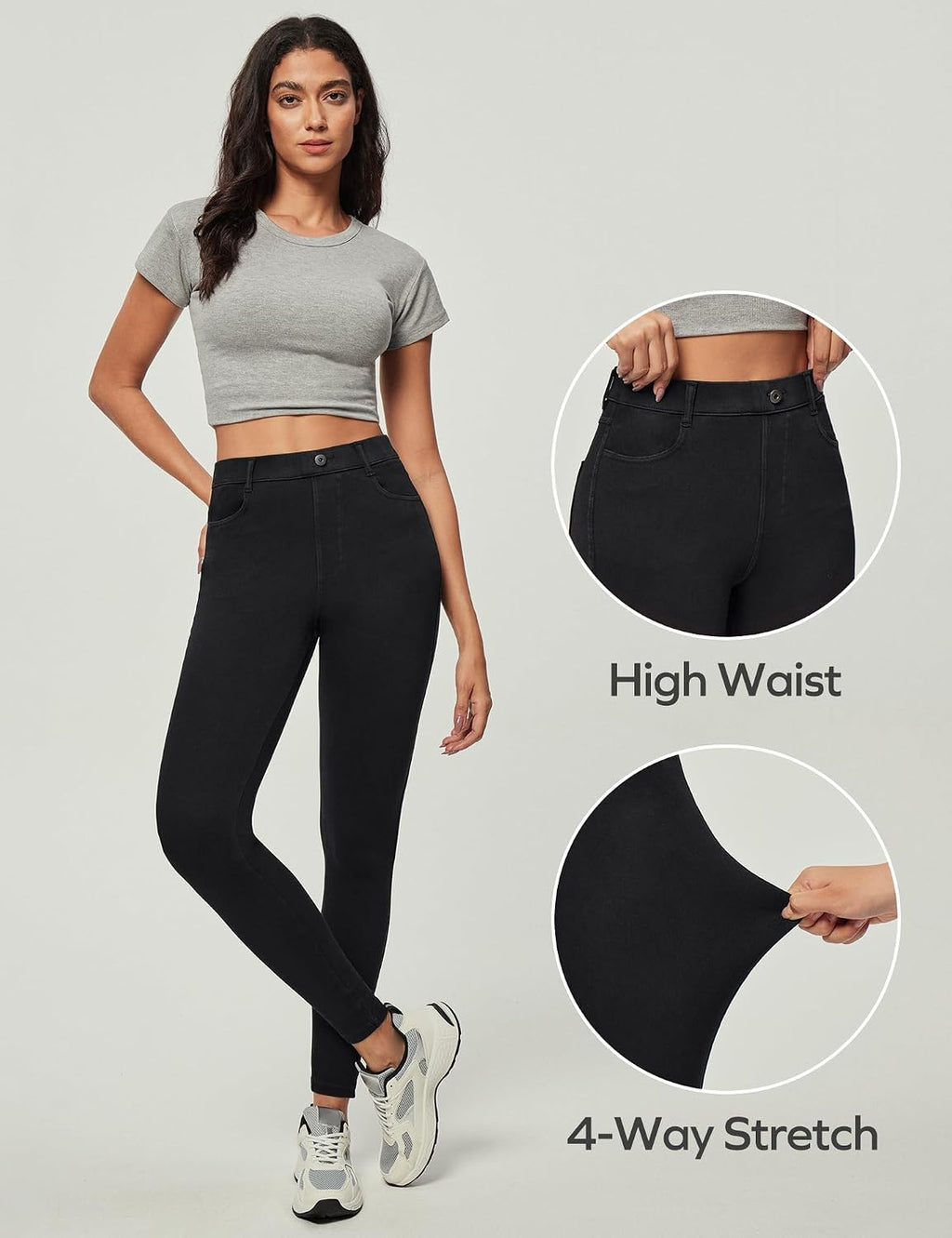 Stretchy Skinny Jeans for Women Pull On Jeggings High Waist Denim Leggings