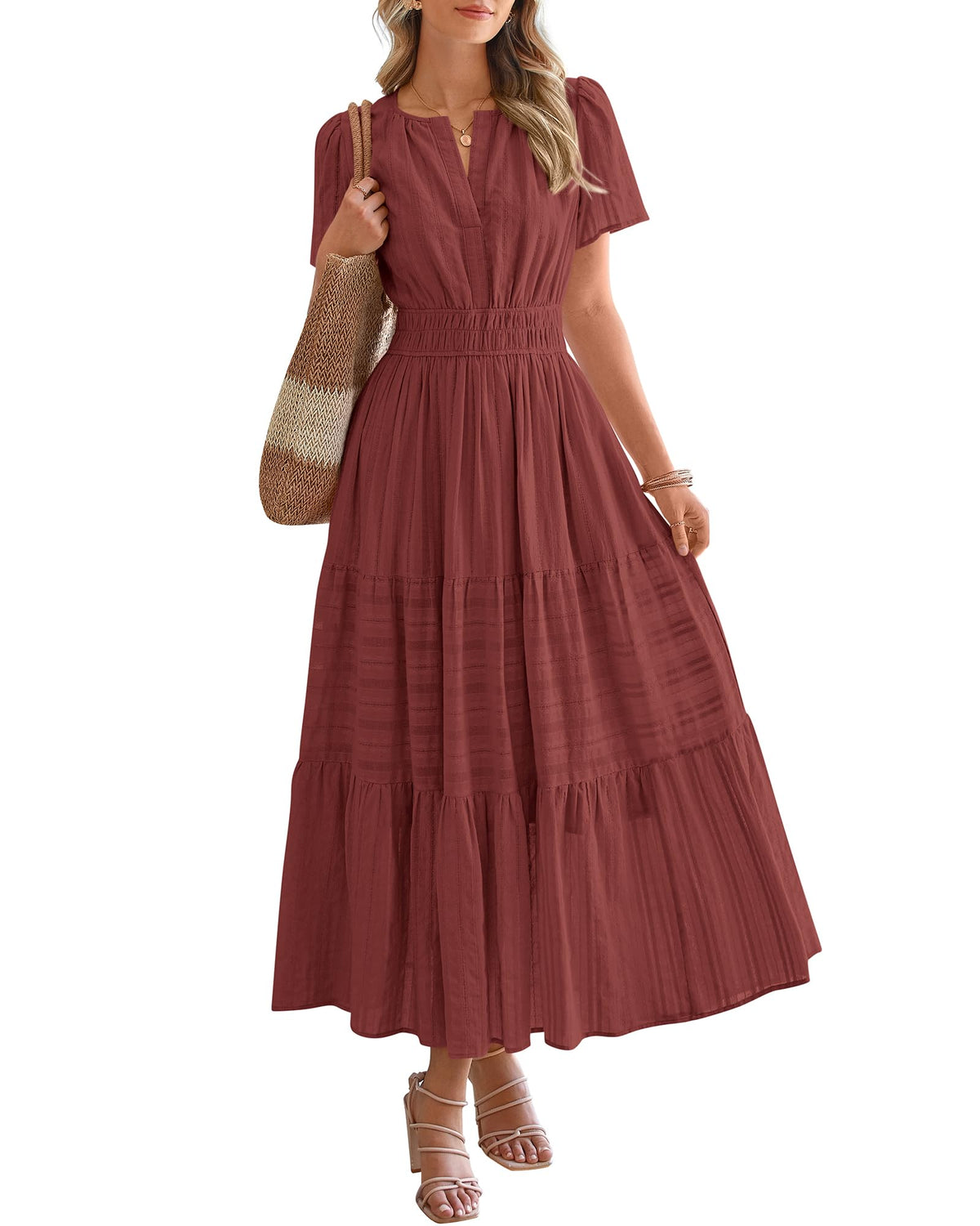 BTFBM Womens Summer 2026 Casual Maxi Dresses Lightweight Short Sleeve Dress