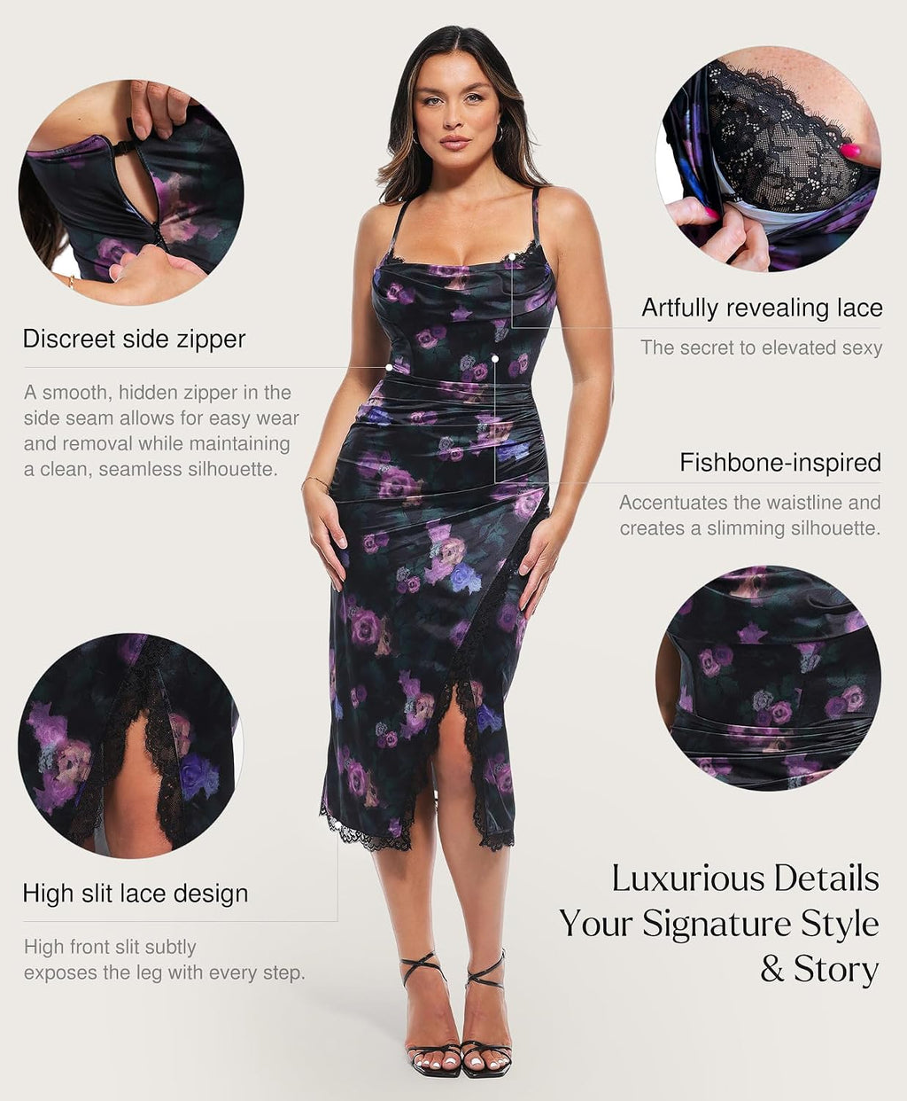 Popilush Satin Corset Dress Cocktail Date Night Classy Lace Dresses