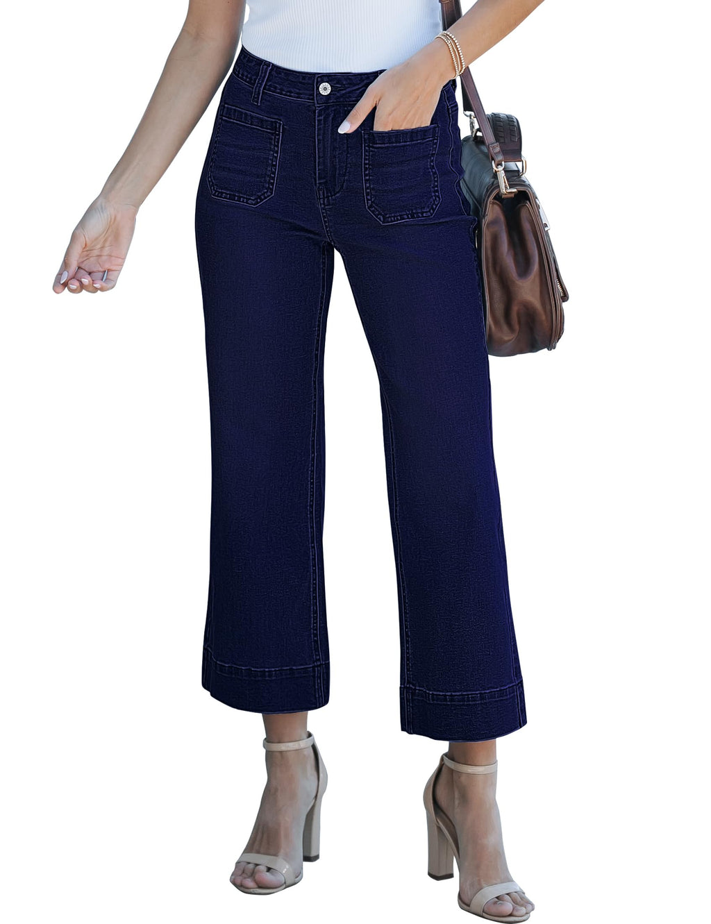 luvamia Wide Leg Jeans for Women Trendy High Waisted Crop Flare Jeans Pants