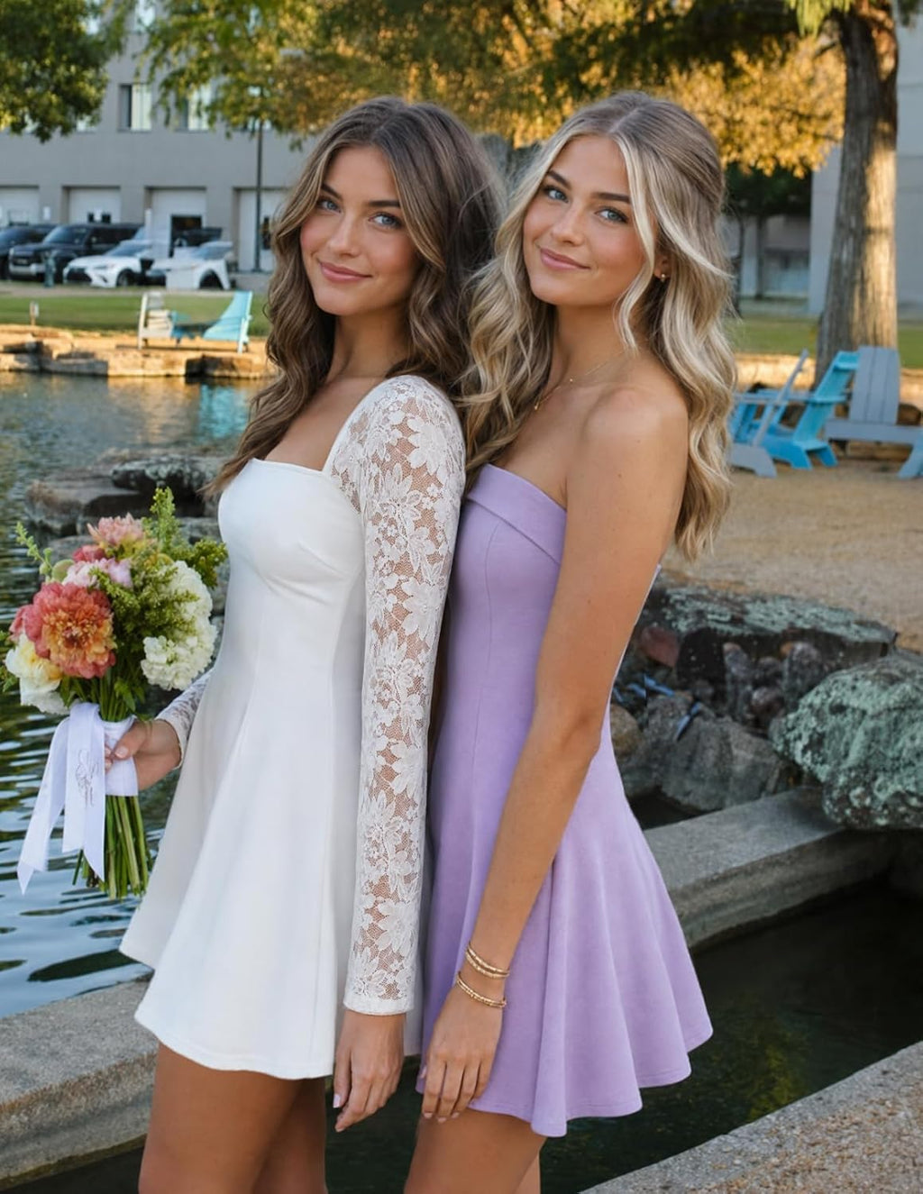 MEROKEETY Womens Lace Long Sleeve Fall Cocktail Wedding Guest Mini Dress