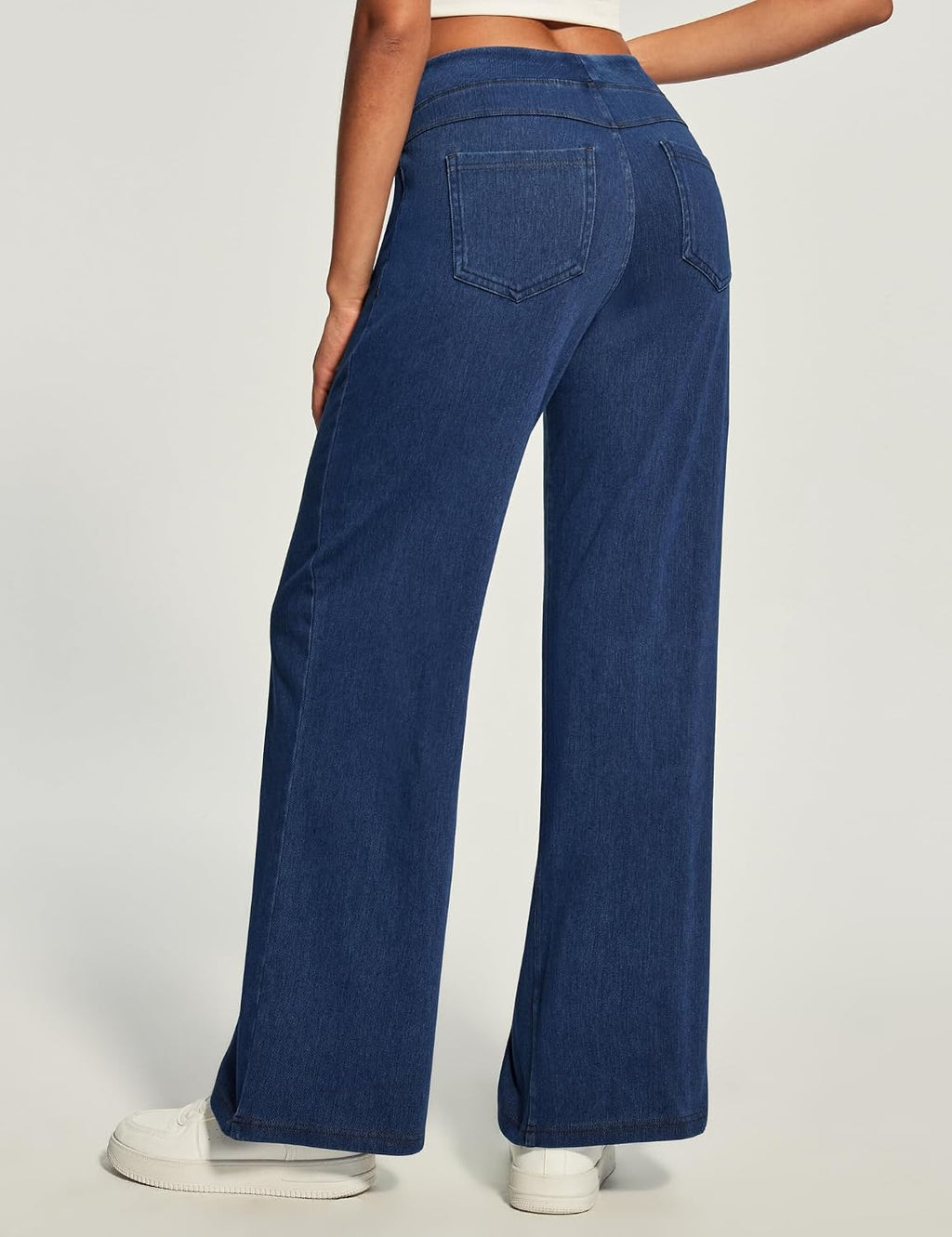 Wide Leg Jeans for Women Trendy Stretchy Pull On Baggy Sweatpant Jeans