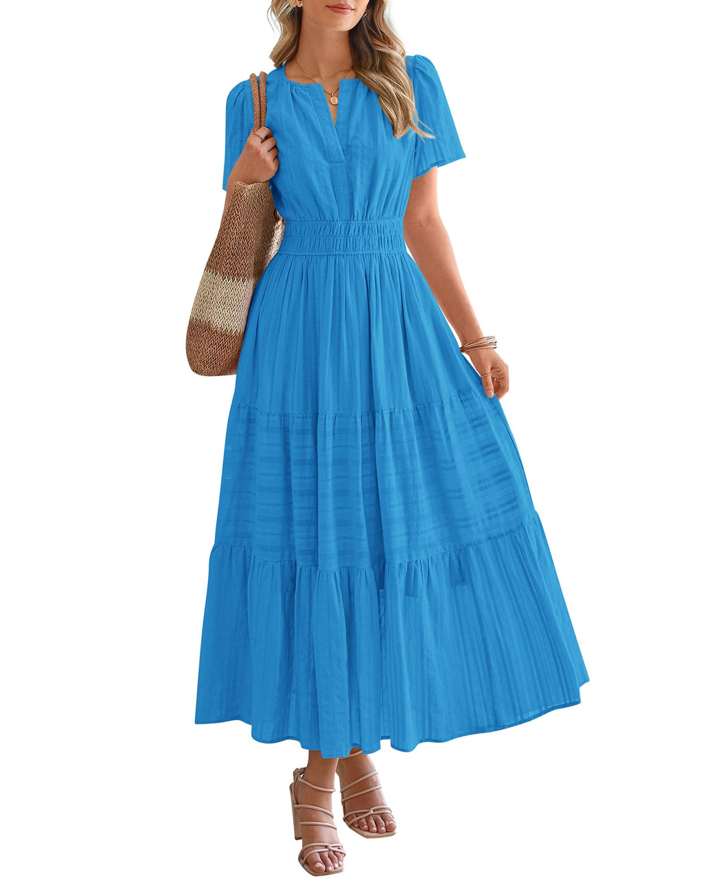 BTFBM Womens Summer 2026 Casual Maxi Dresses Lightweight Short Sleeve Dress