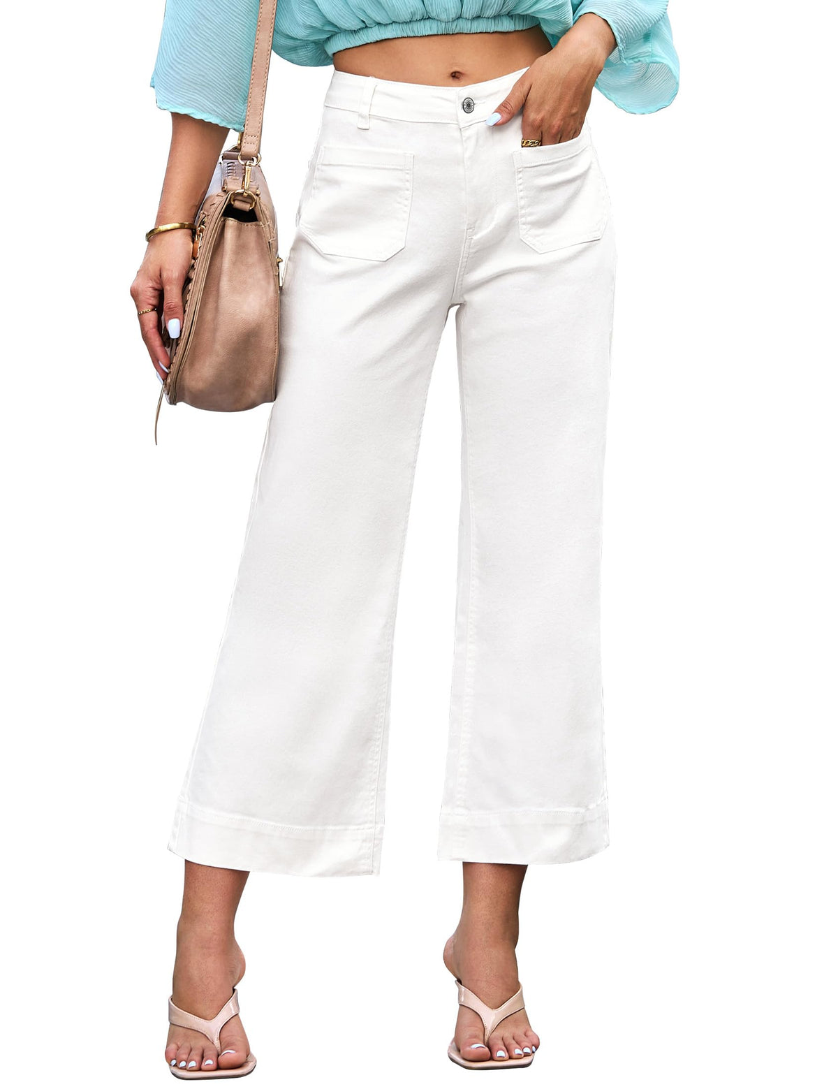 luvamia Wide Leg Jeans for Women Trendy High Waisted Crop Flare Jeans Pants