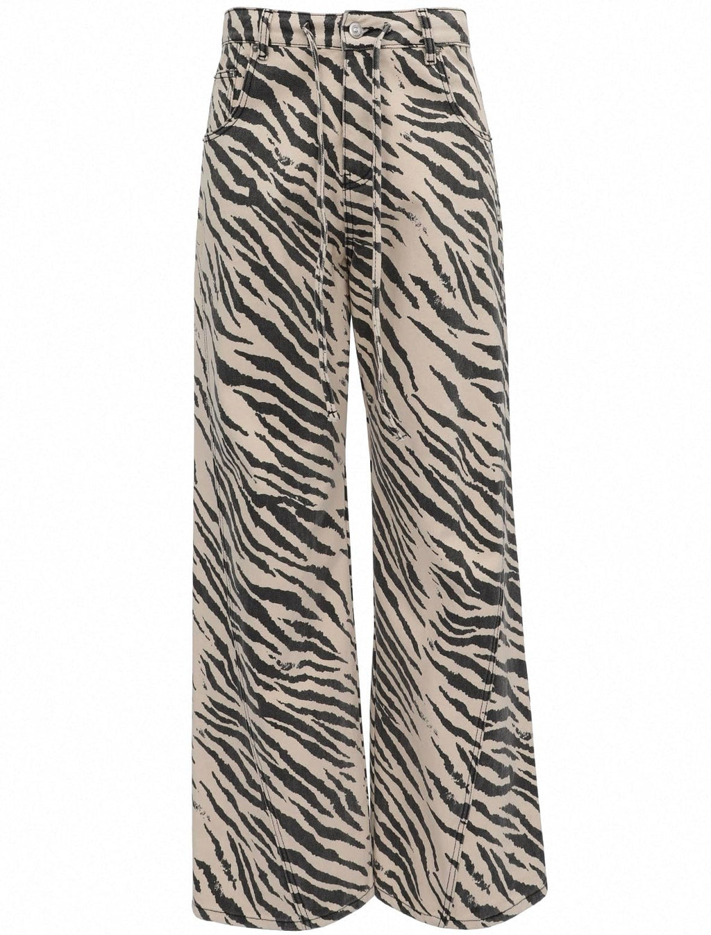 Unisex Y2K Striped Zebra Print Baggy Jeans High Waist Drawstring