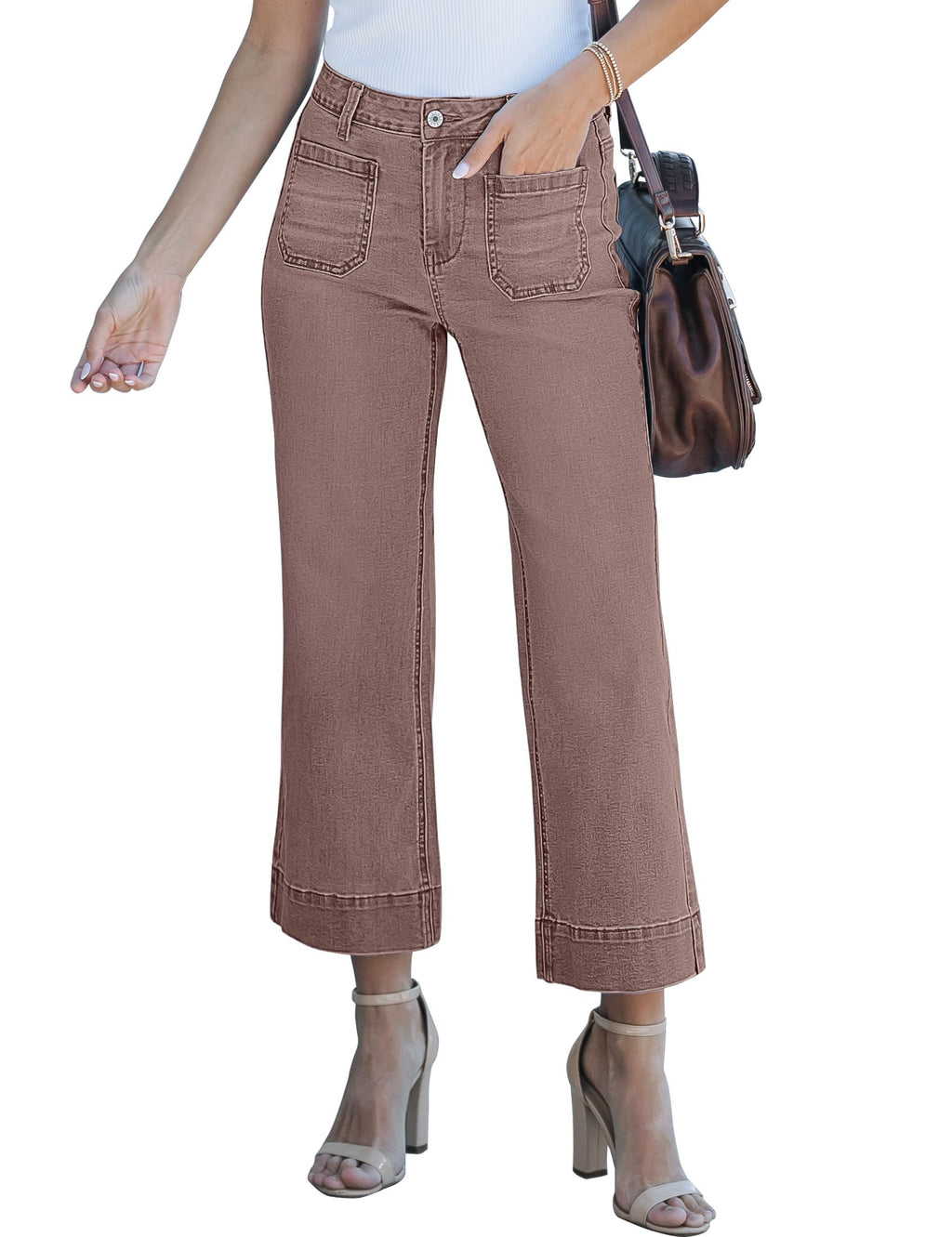 luvamia Wide Leg Jeans for Women Trendy High Waisted Crop Flare Jeans Pants
