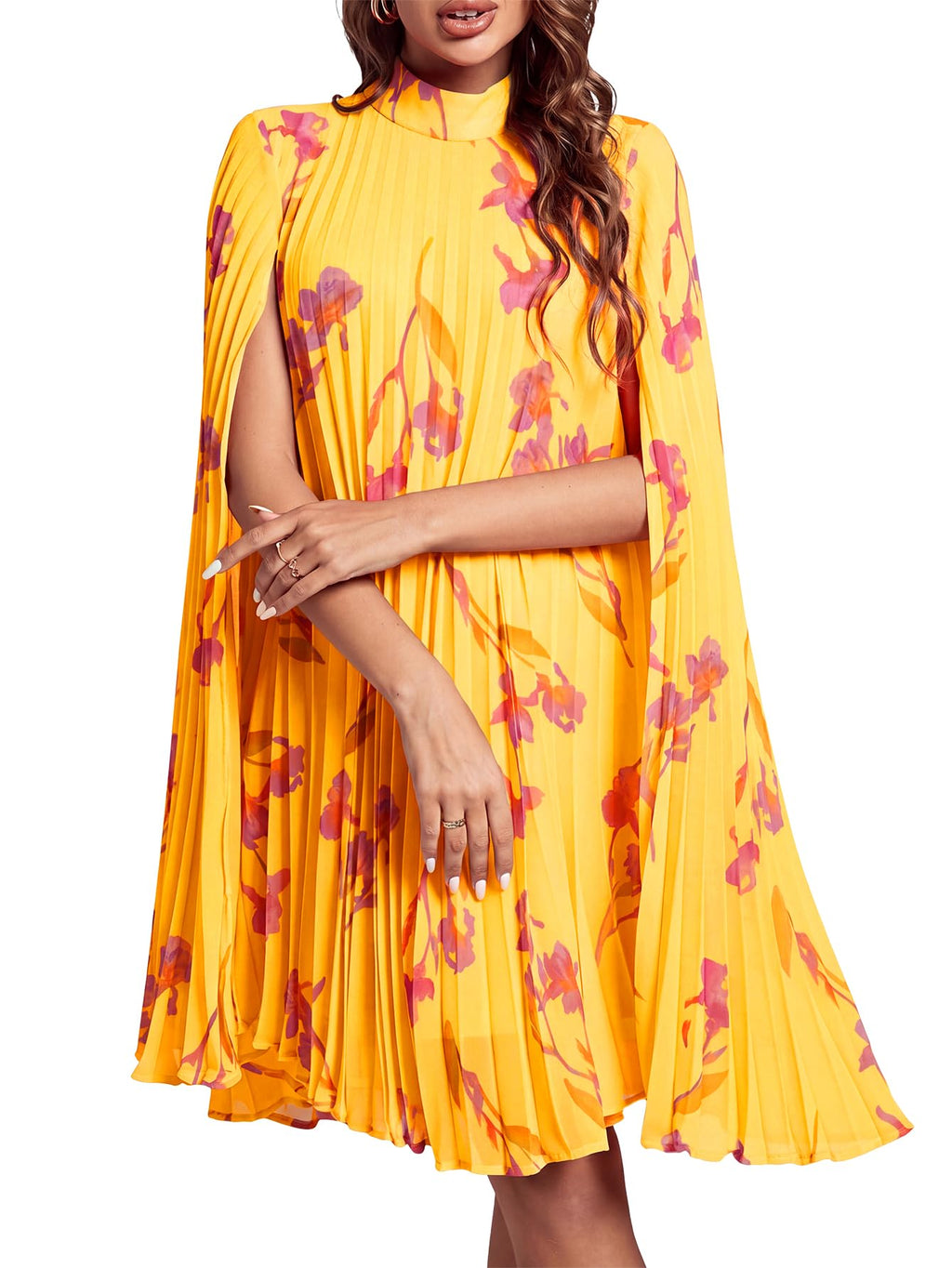 Rooscier Women's Cloak Sleeve Party Midi Dress