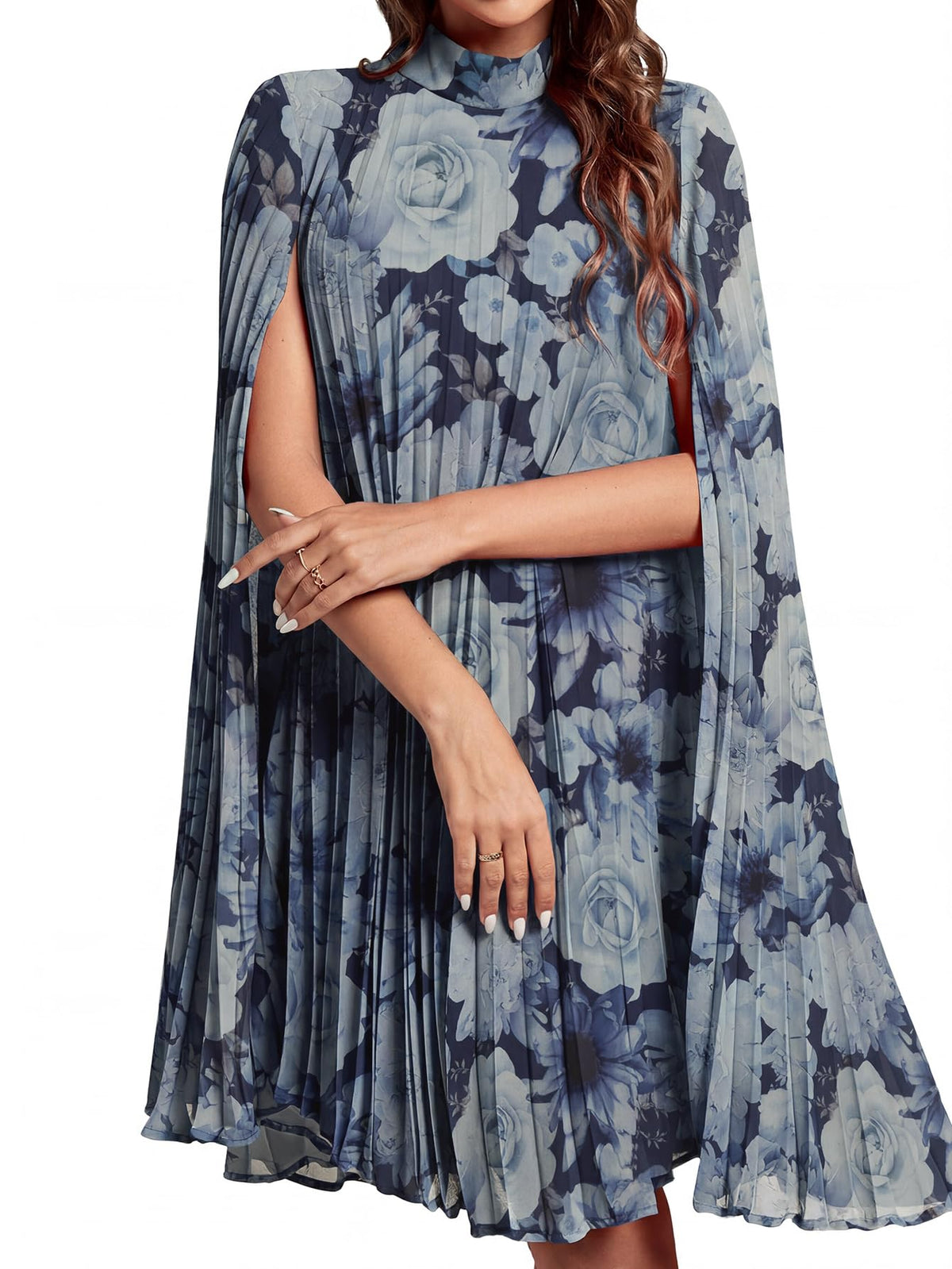 Rooscier Women's Cloak Sleeve Party Midi Dress