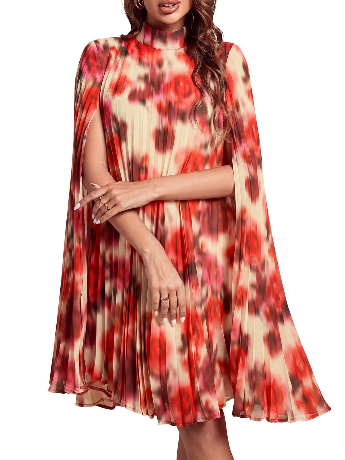 Rooscier Women's Cloak Sleeve Party Midi Dress
