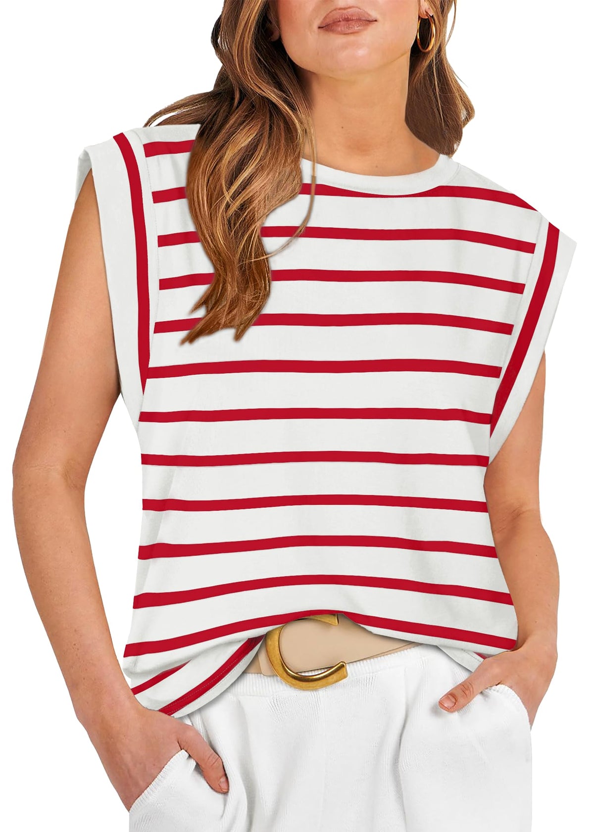 WIHOLL Cap Sleeve Tops for Women Summer Top Basic Tee Shirts Business Casual Tank Loose Fit 2026 Fashion