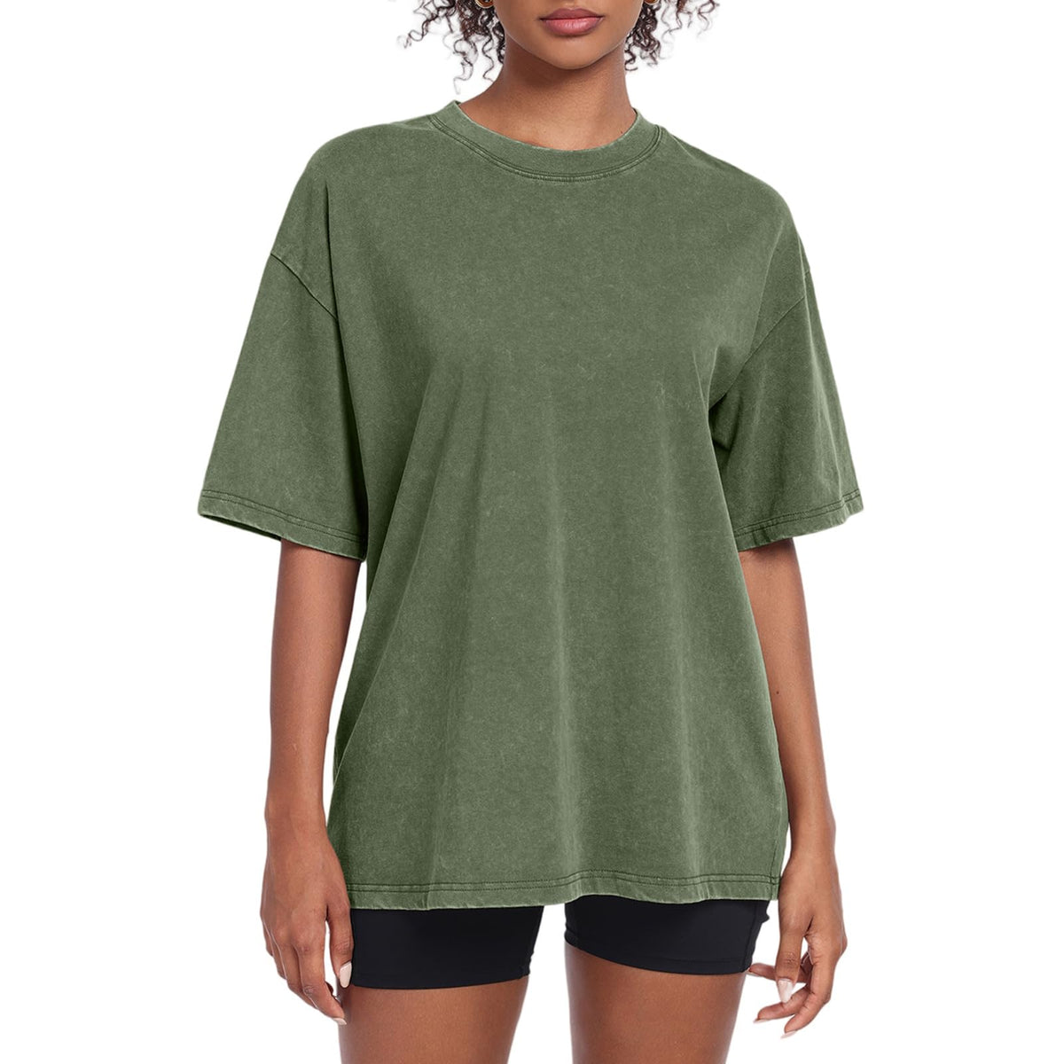Womens Washed Vintage Oversized T-Shirt Baggy Workout Tops Short Sleeve Cotton Tshirts Streetwear Boyfriend Tee