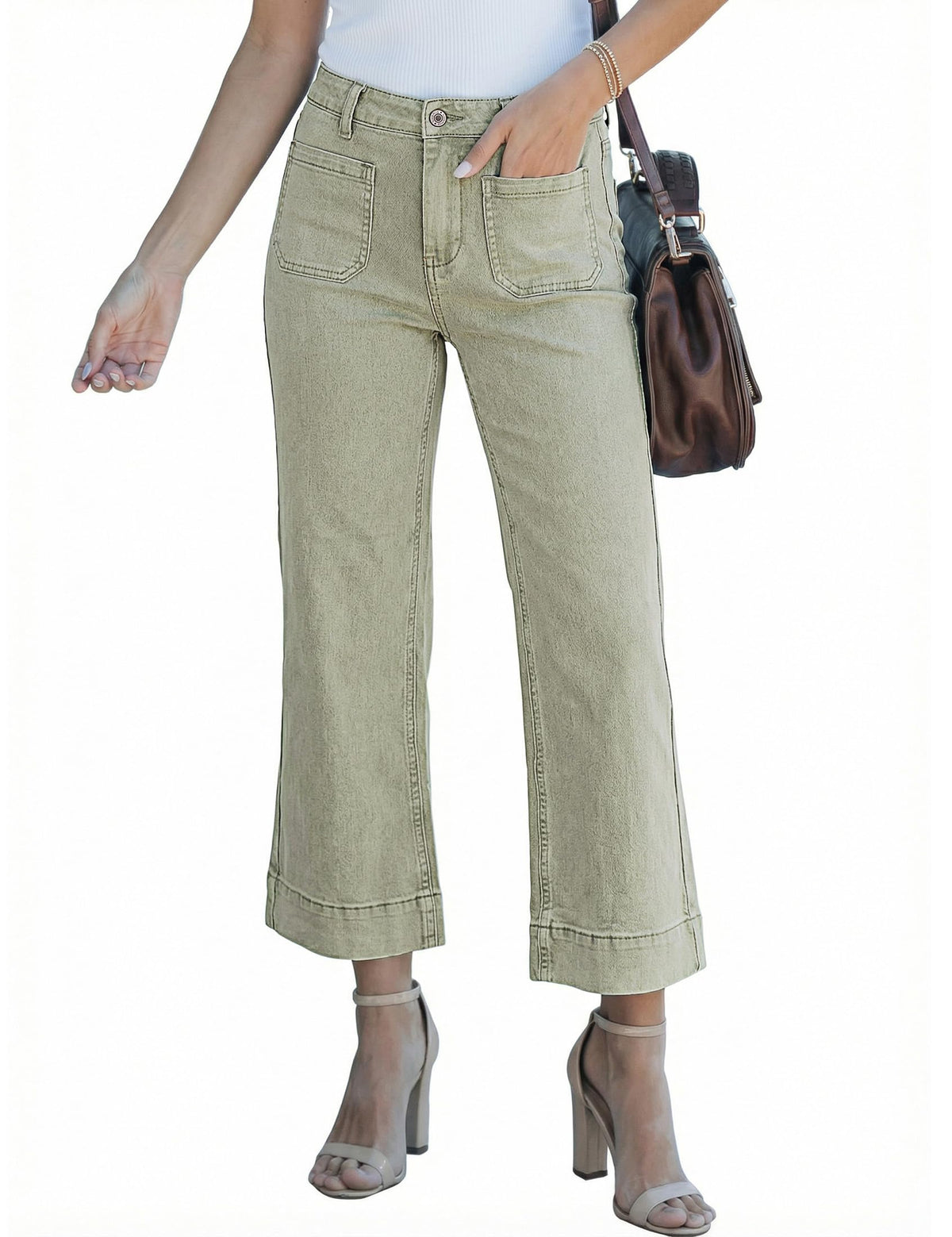 luvamia Wide Leg Jeans for Women Trendy High Waisted Crop Flare Jeans Pants