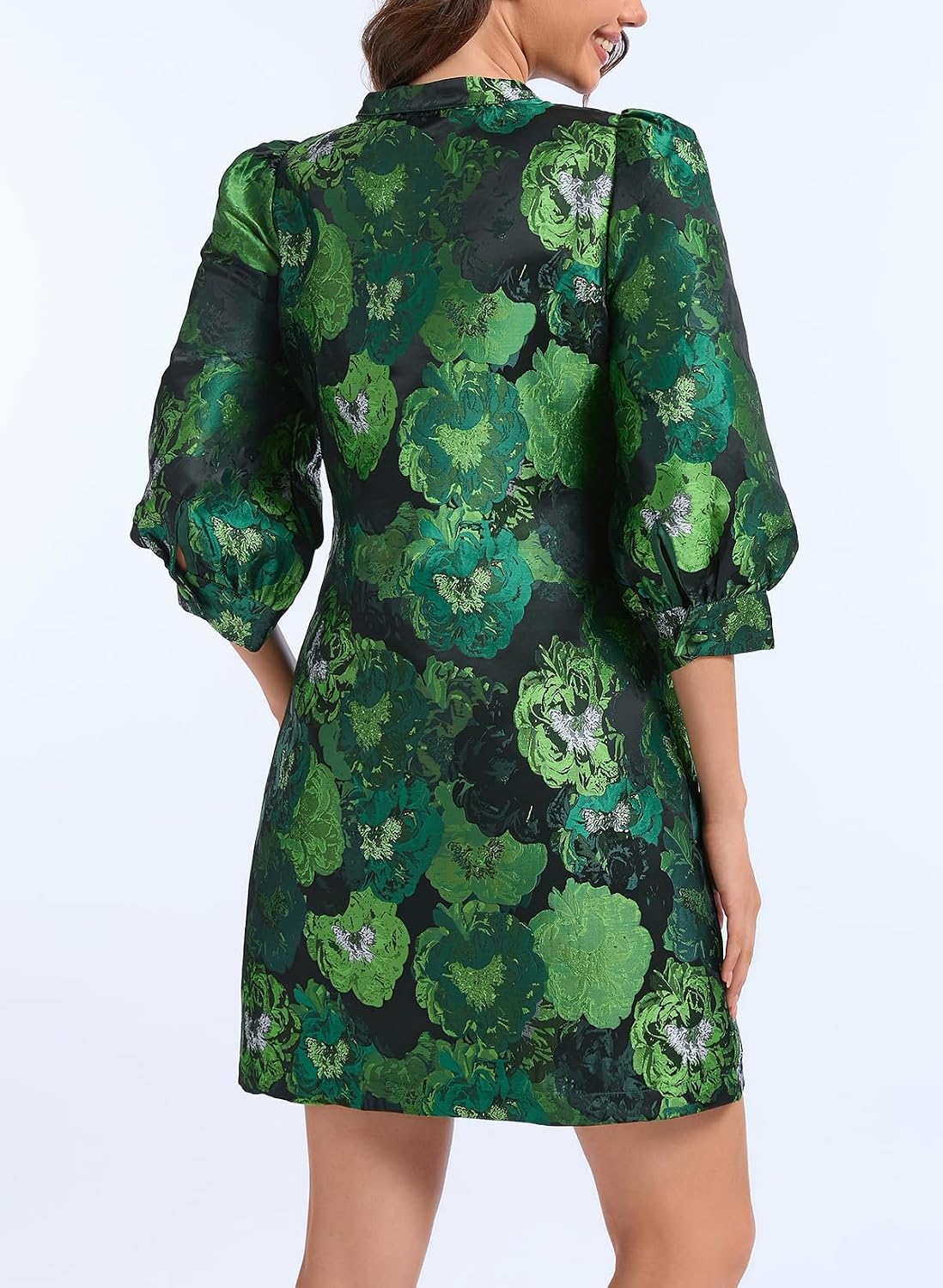Ladyful Women's Floral Jacquard Dress Cocktail Mini Shift Dresses