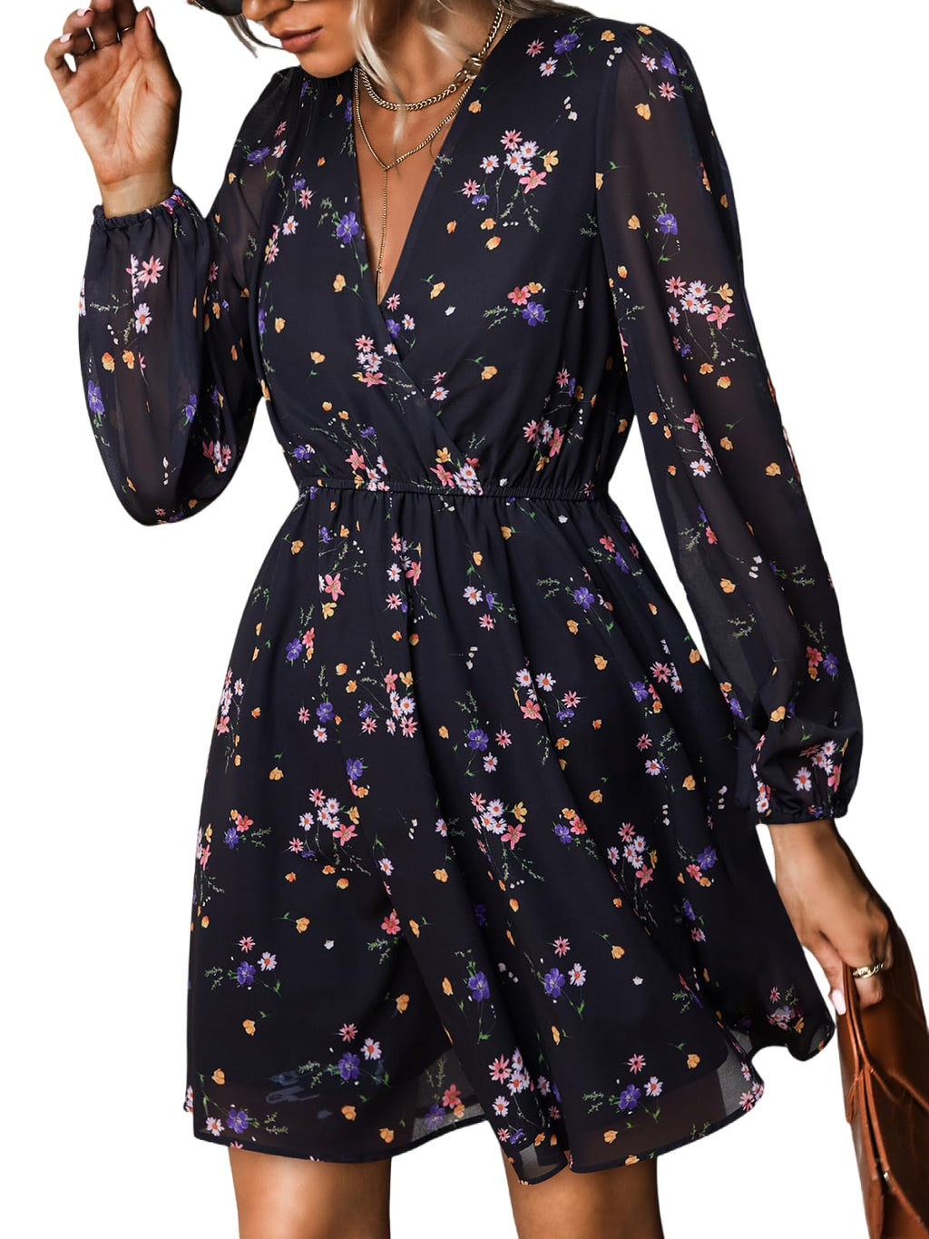 CUPSHE Womens Fall Floral Dress Boho Vacation Mini Wedding Guest Dresses