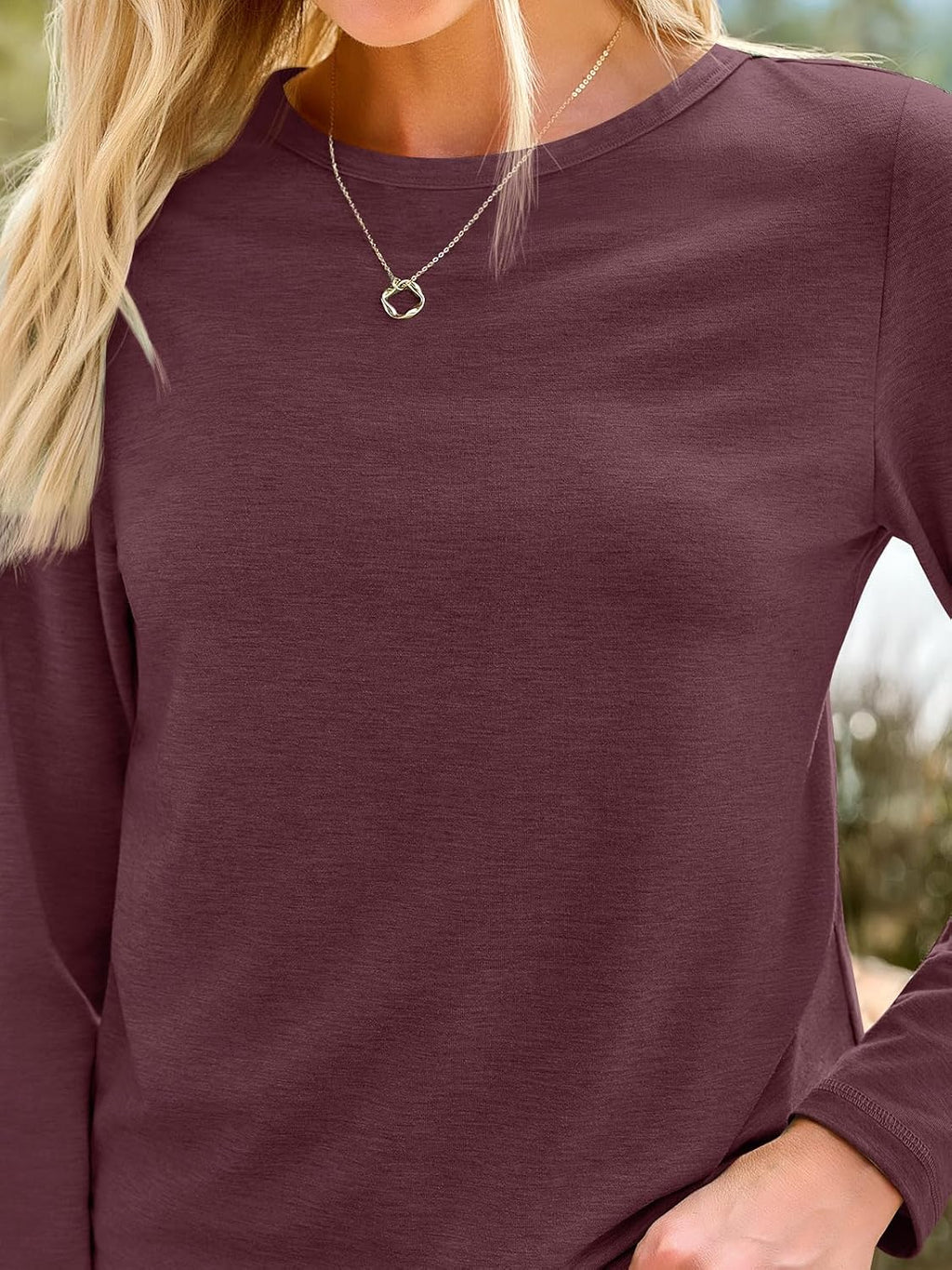 AUTOMET Women's Long Sleeve Crewneck Shirts Casual Basic Tops