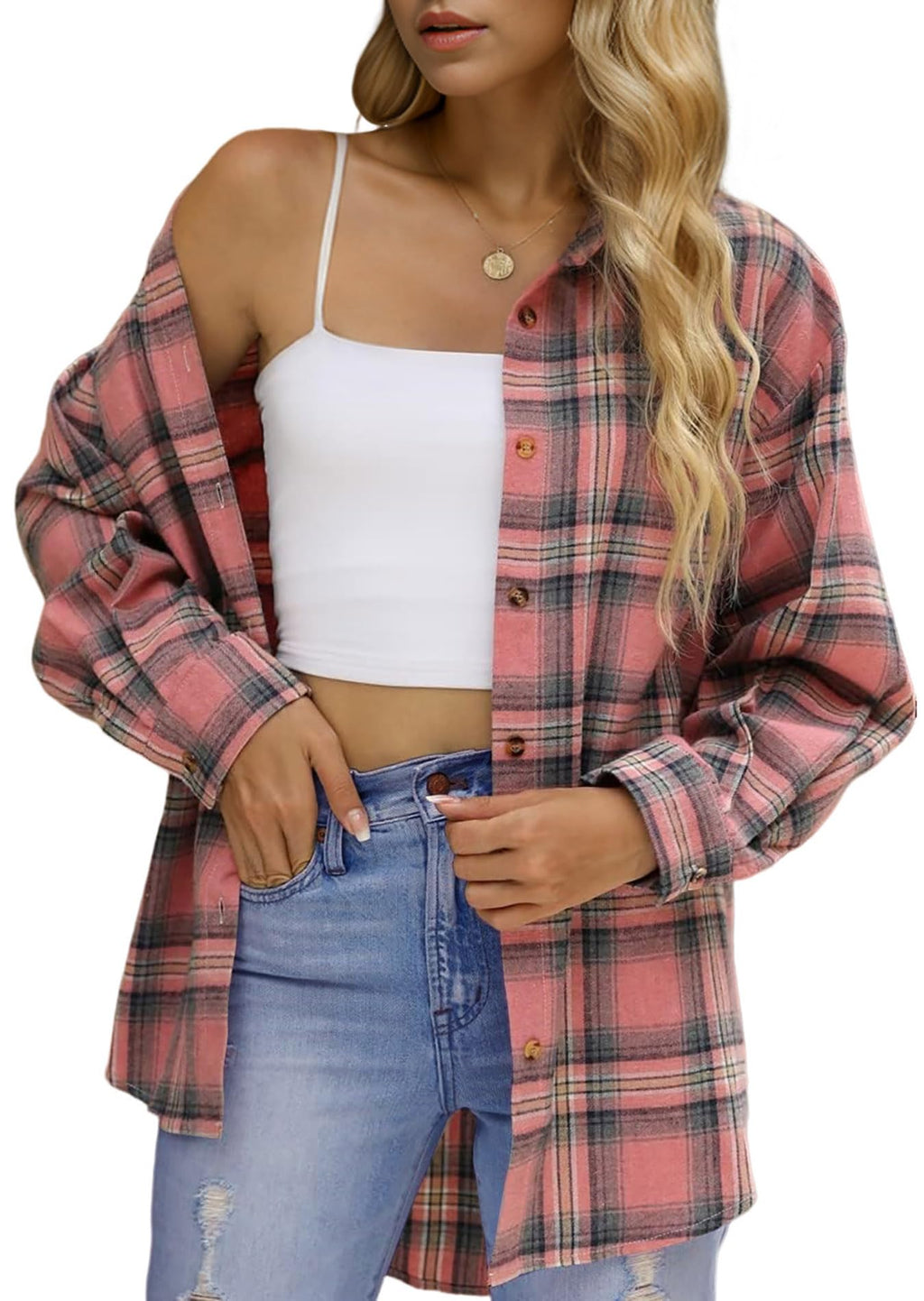 KevaMolly Plaid Flannel Shirts for Women Long Sleeve