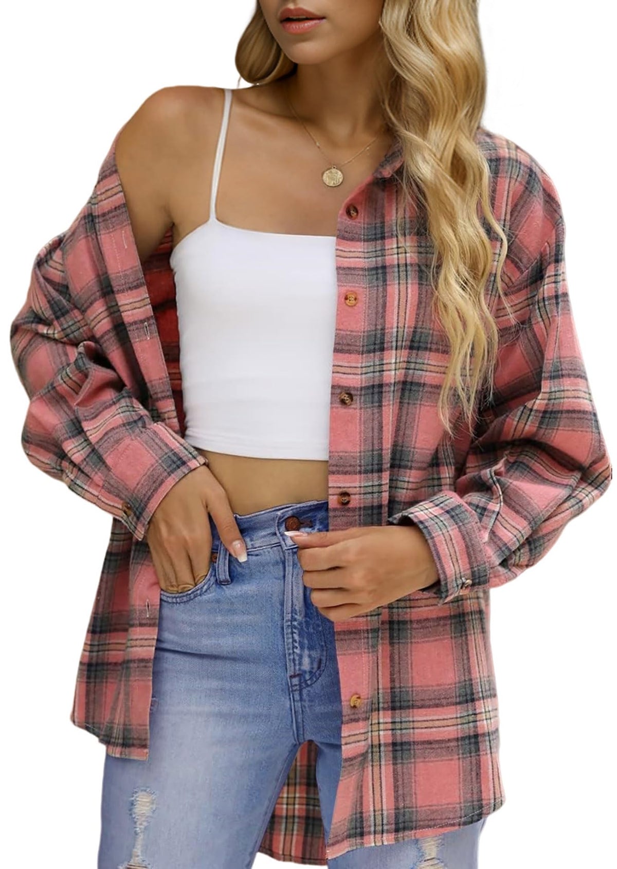KevaMolly Plaid Flannel Shirts for Women Long Sleeve