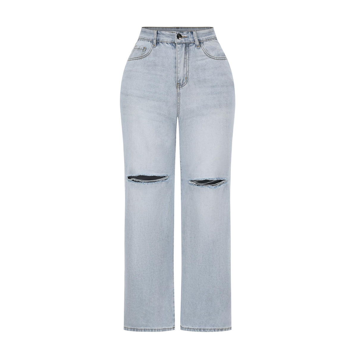 THUNDER STAR Womens High Waisted Wide Leg Jeans Stretchy Distressed Denim Pants