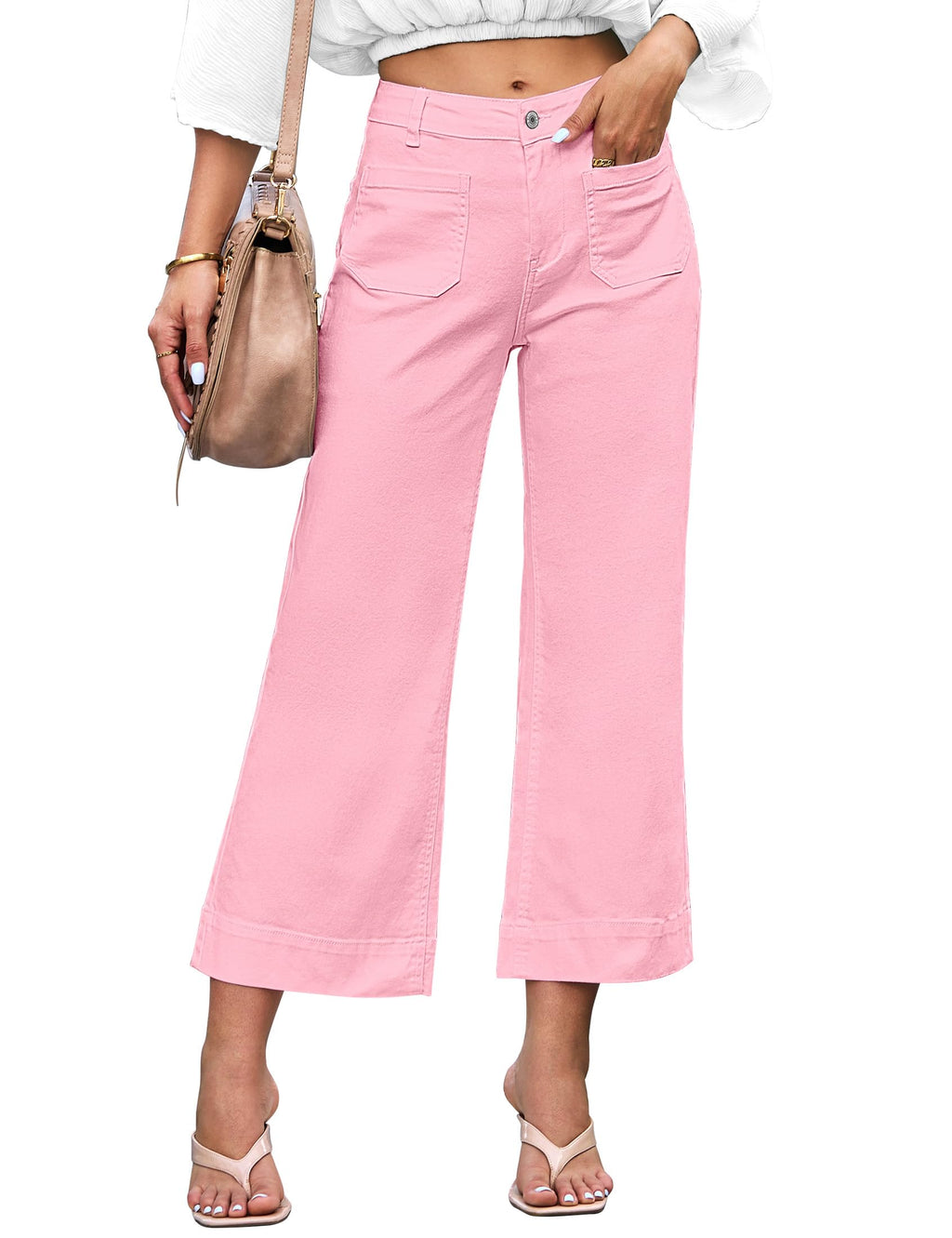 luvamia Wide Leg Jeans for Women Trendy High Waisted Crop Flare Jeans Pants