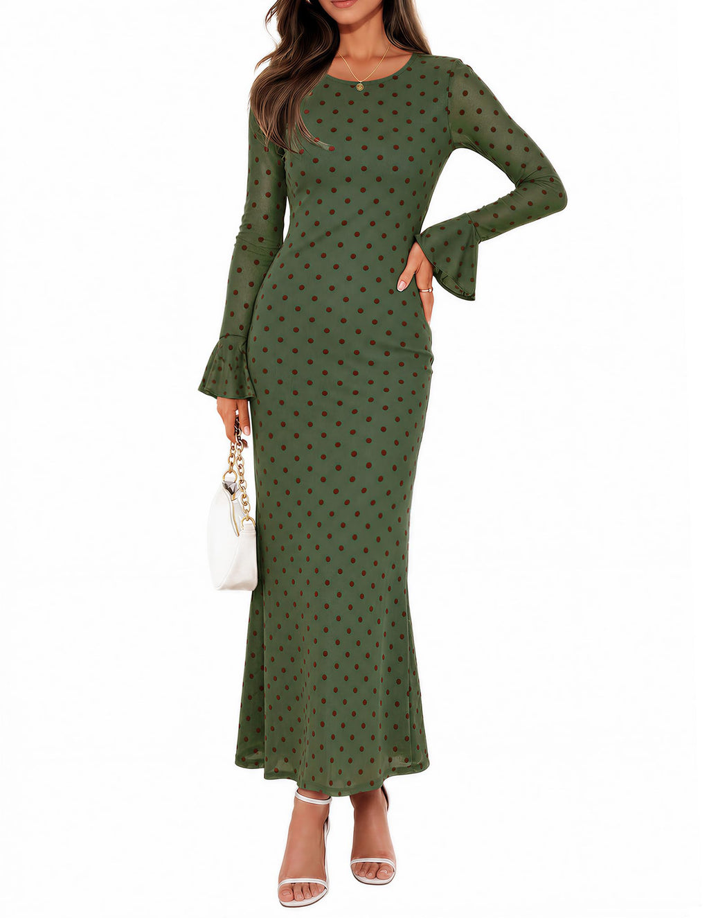 ZESICA Women's Fall Bell Long Sleeve Wedding Guest Dresses