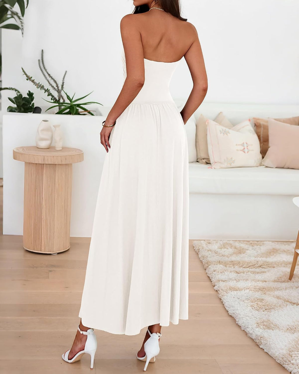 BTFBM Summer Maxi Dresses for Women Strapless Tube Top Dress