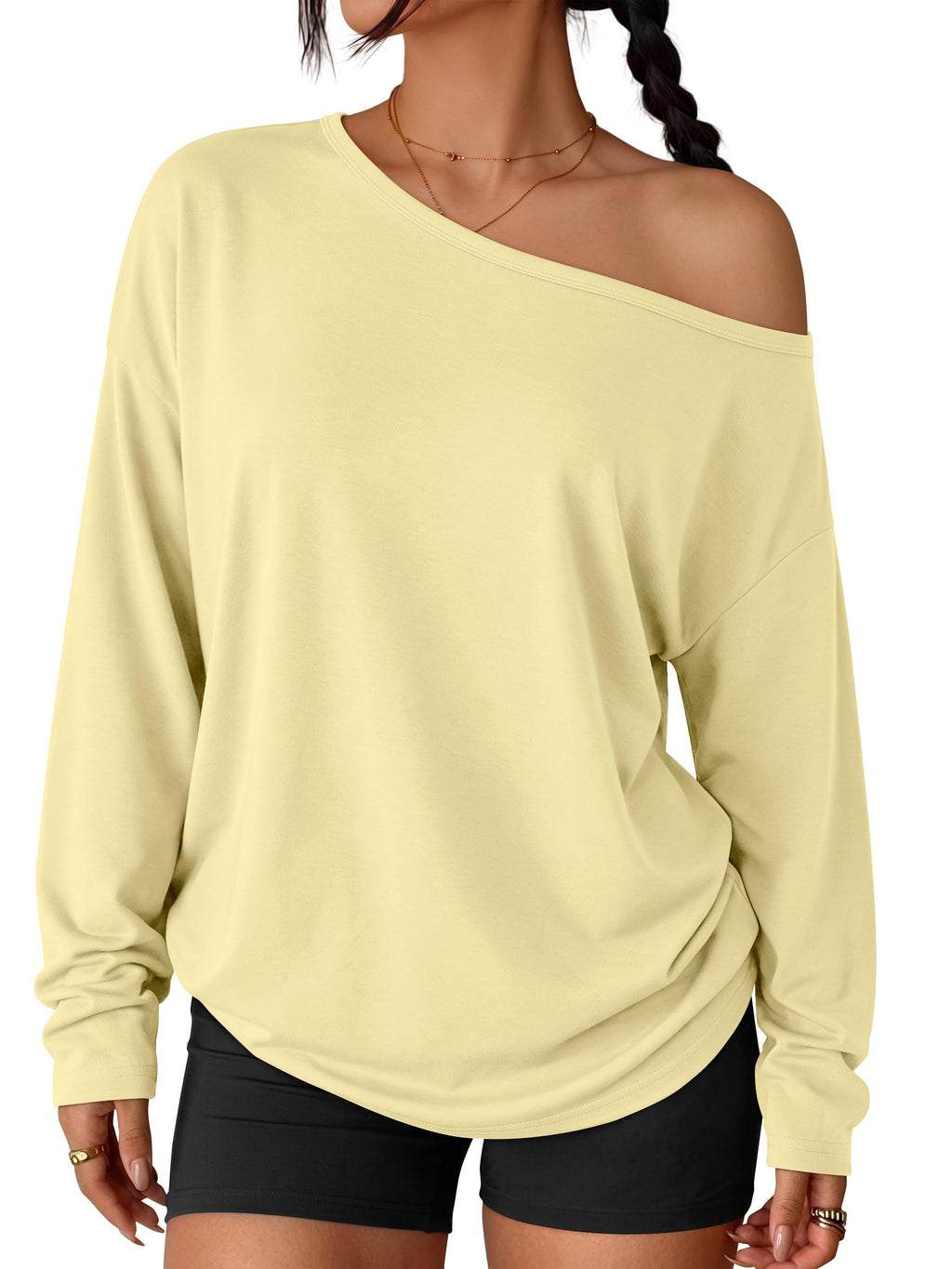 Trendy Queen Womens Off The Shoulder Oversized Tops