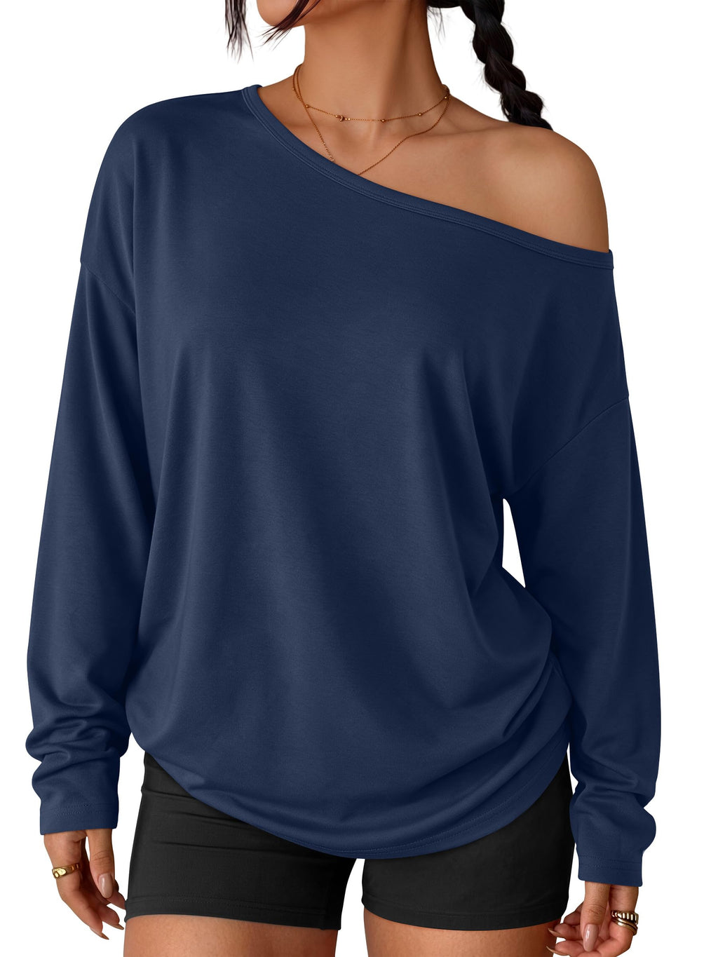 Trendy Queen Womens Off The Shoulder Oversized Tops