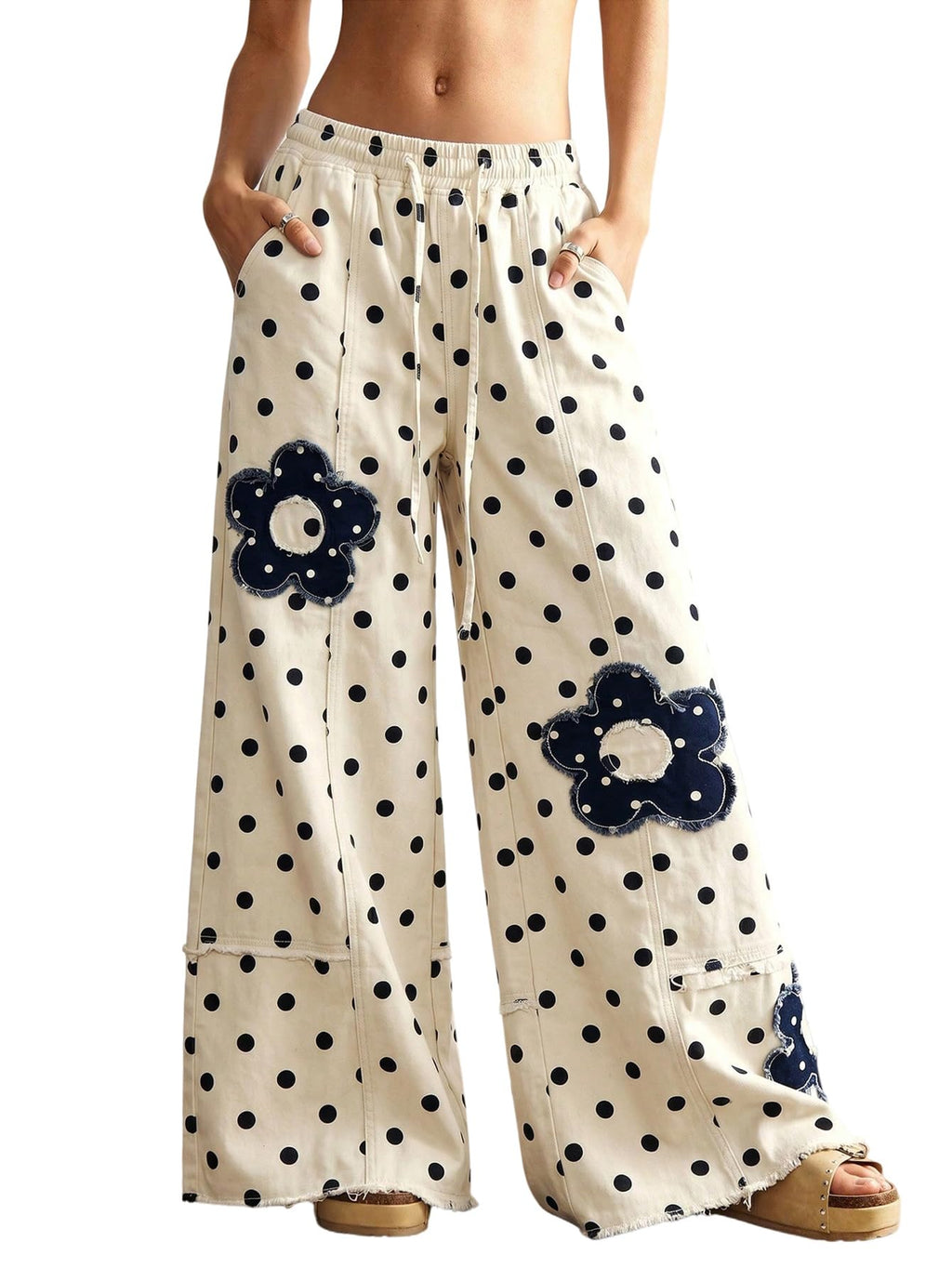 BEAUDRM Women's Y2K Baggy Jeans Wide Leg Jeans Denim Boho Pants