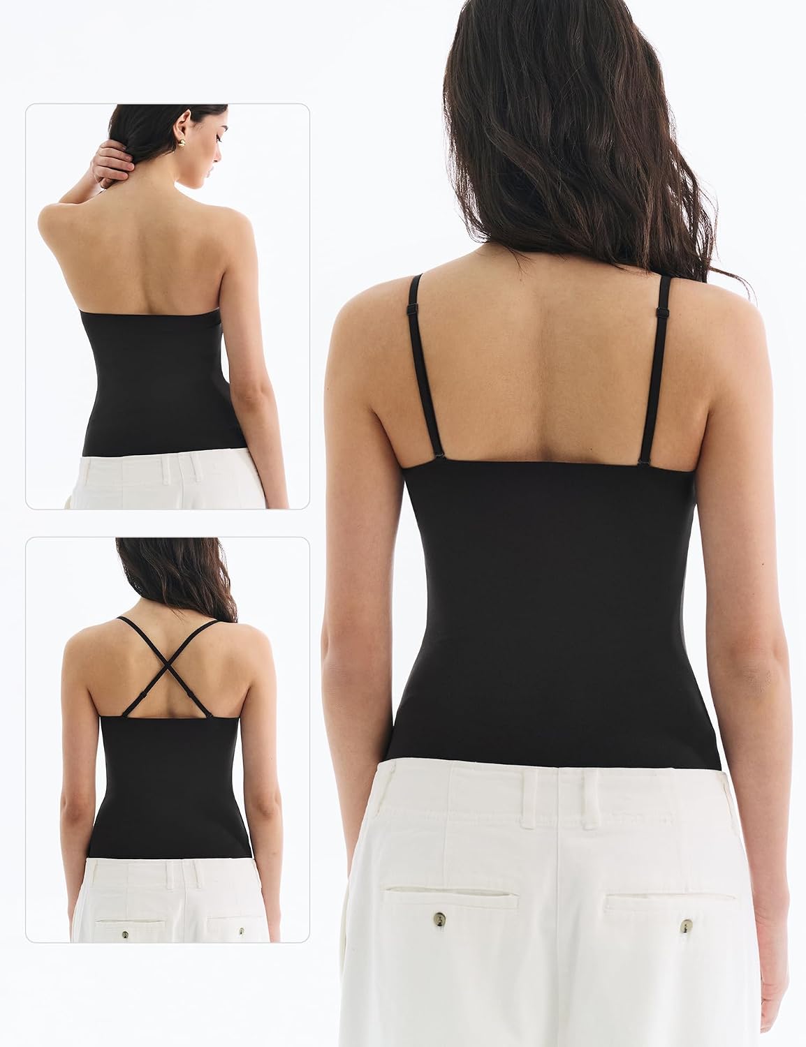 Built in Bra Tank Tops for Women, Double Lined Padded Cami Scoop Neck Spaghetti Straps Basic Summer Top 2026