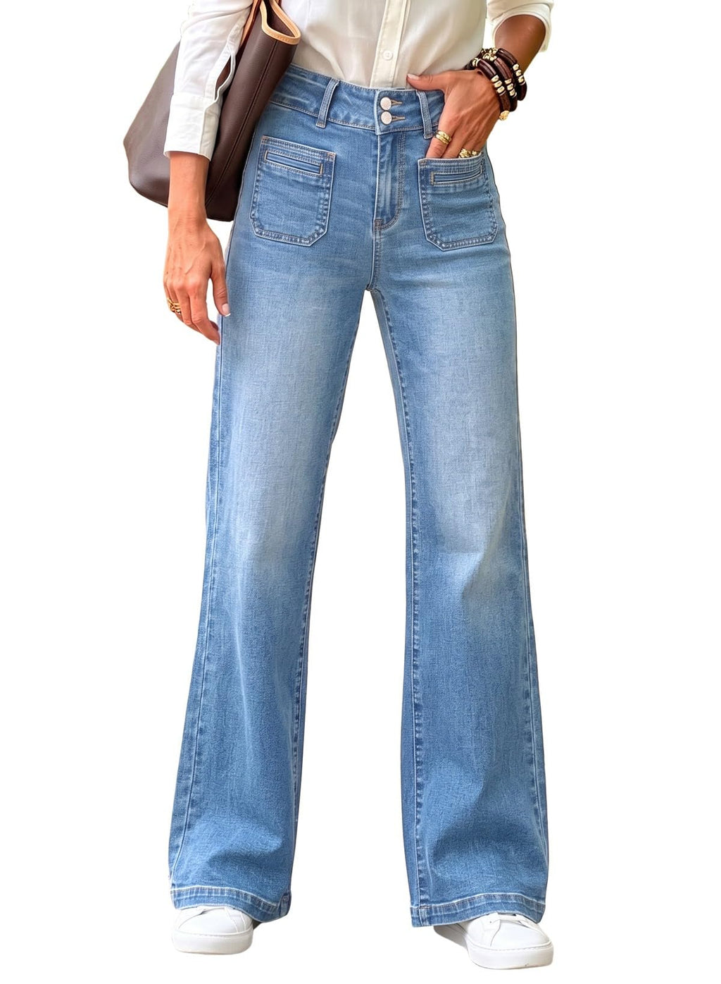 Sidefeel Women's Wide Leg Jeans High Waisted Denim Pants