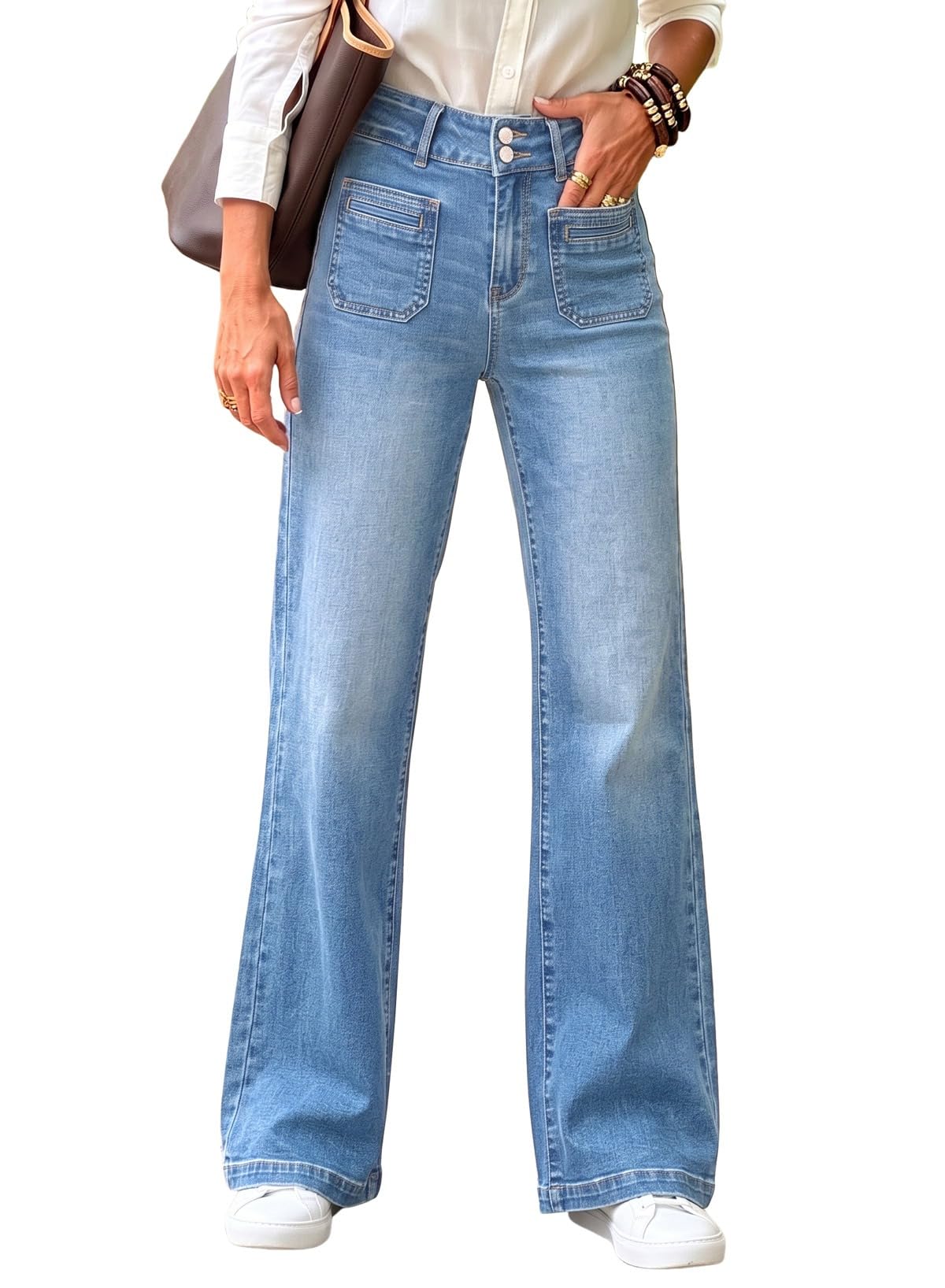Sidefeel Women's Wide Leg Jeans High Waisted Denim Pants