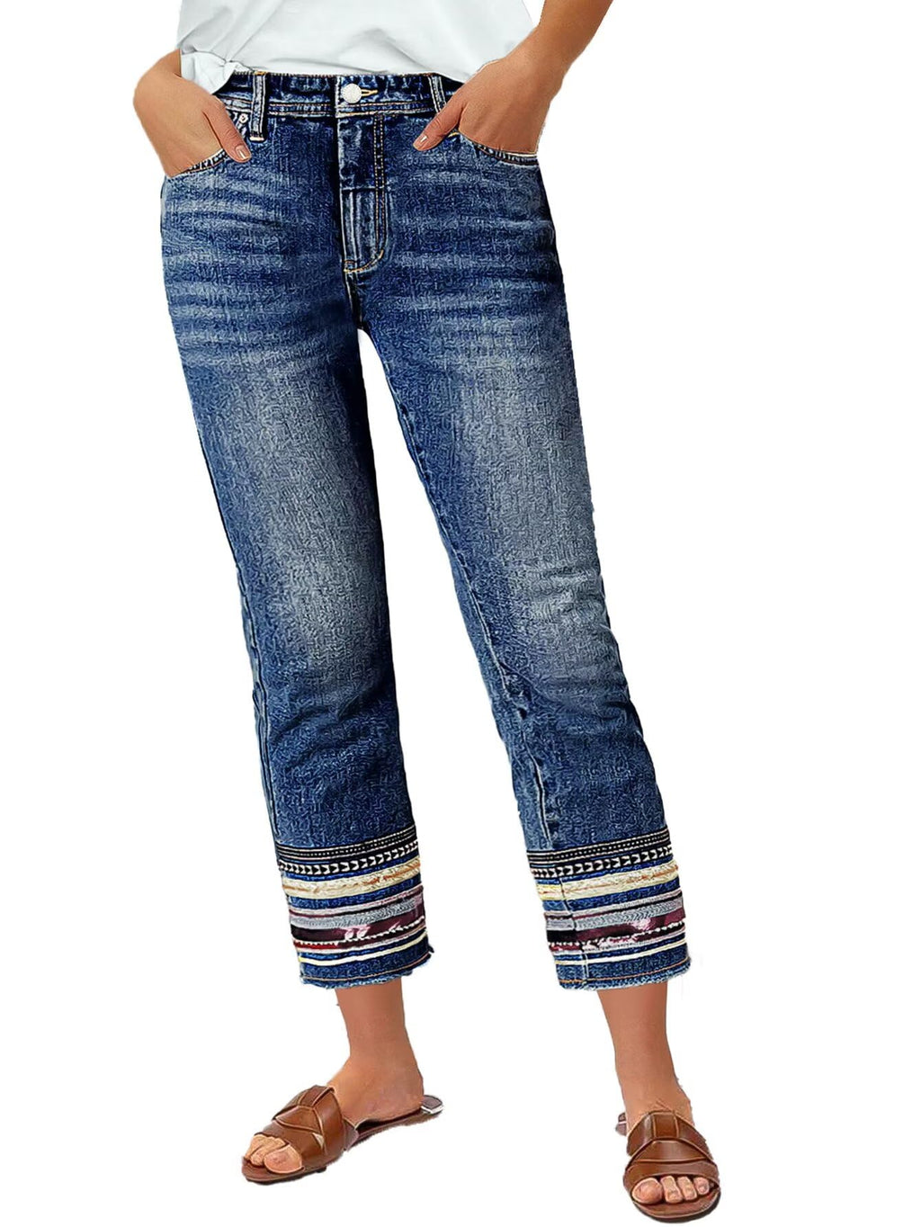 Flamingals Straight Leg Cropped Jeans for Women