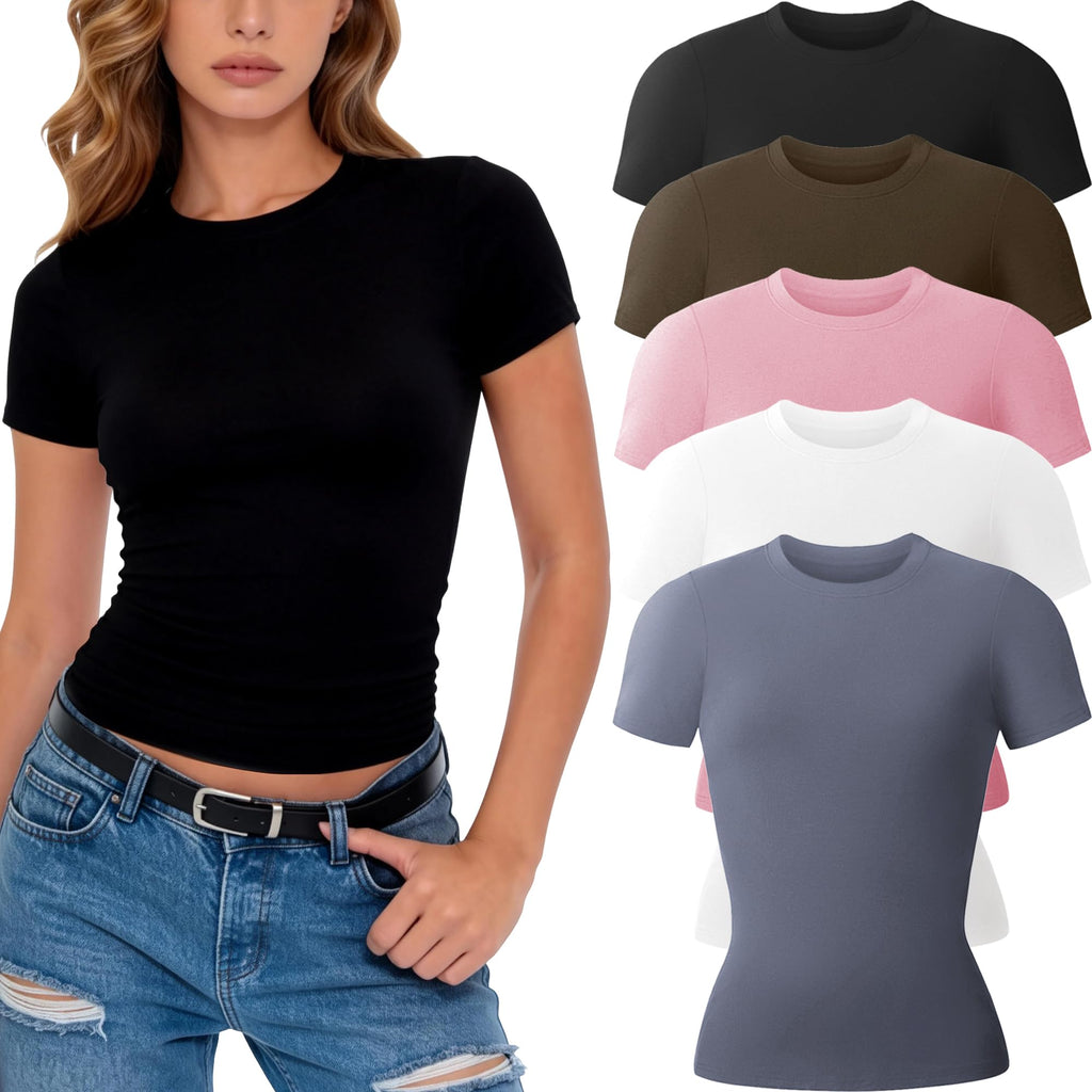 CE' CERDR 3/5 Pack Womens T Shirts Short Sleeve Workout Tops Basic Tees