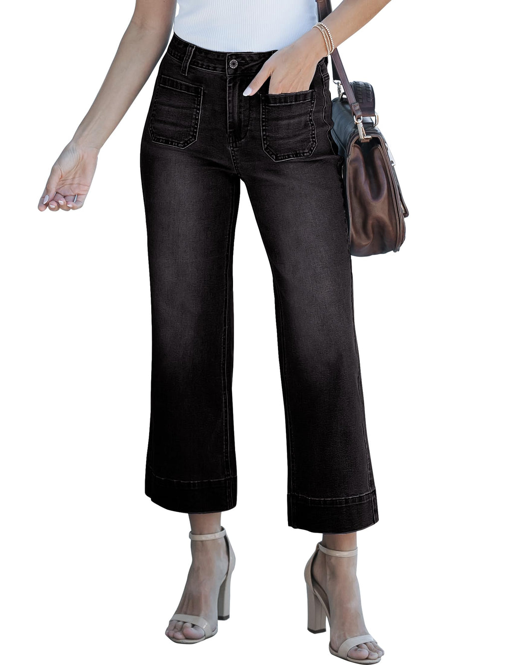 luvamia Wide Leg Jeans for Women Trendy High Waisted Crop Flare Jeans Pants