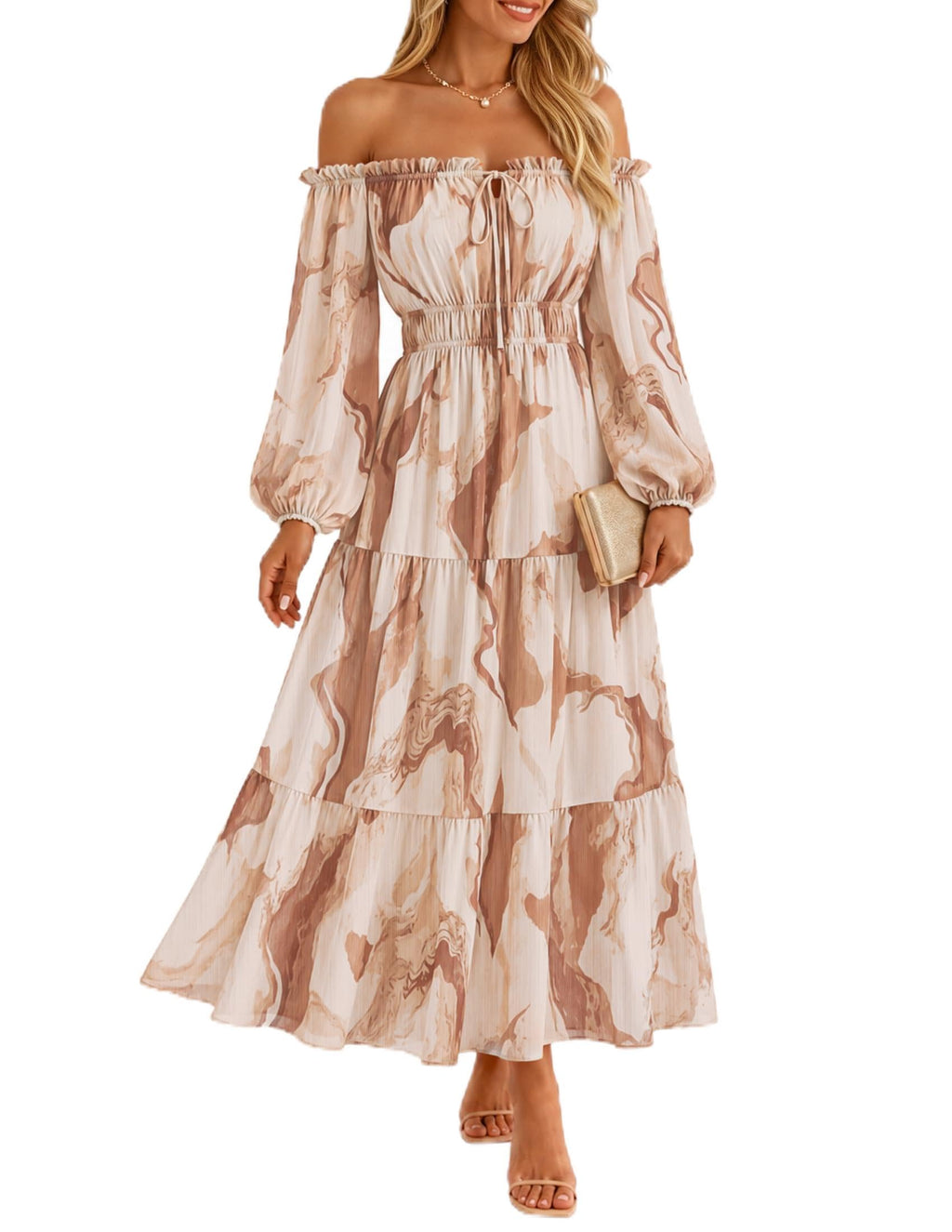 ZESICA Womens 2026 Fall Long Sleeve Floral Maxi Dress