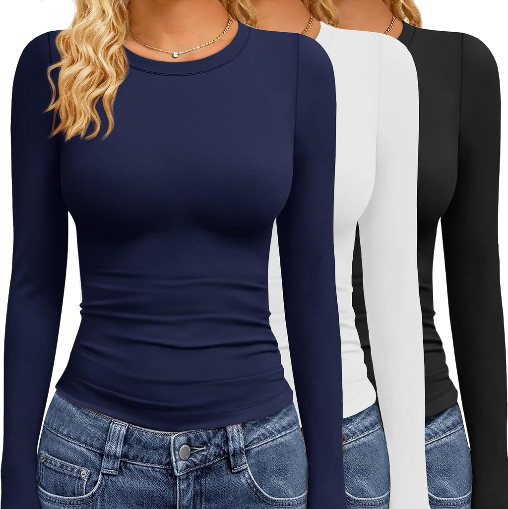 GAYHAY 3 Pack Womens Long Sleeve T Shirts Crew Neck Fall Winter Top 2026