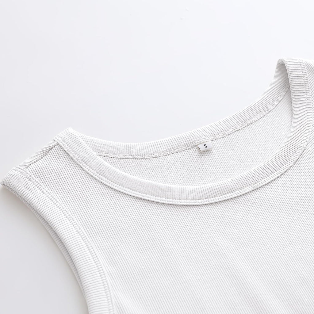 ANRABESS High Neck Ribbed Tank Tops for Women Sleeveless Summer Tops